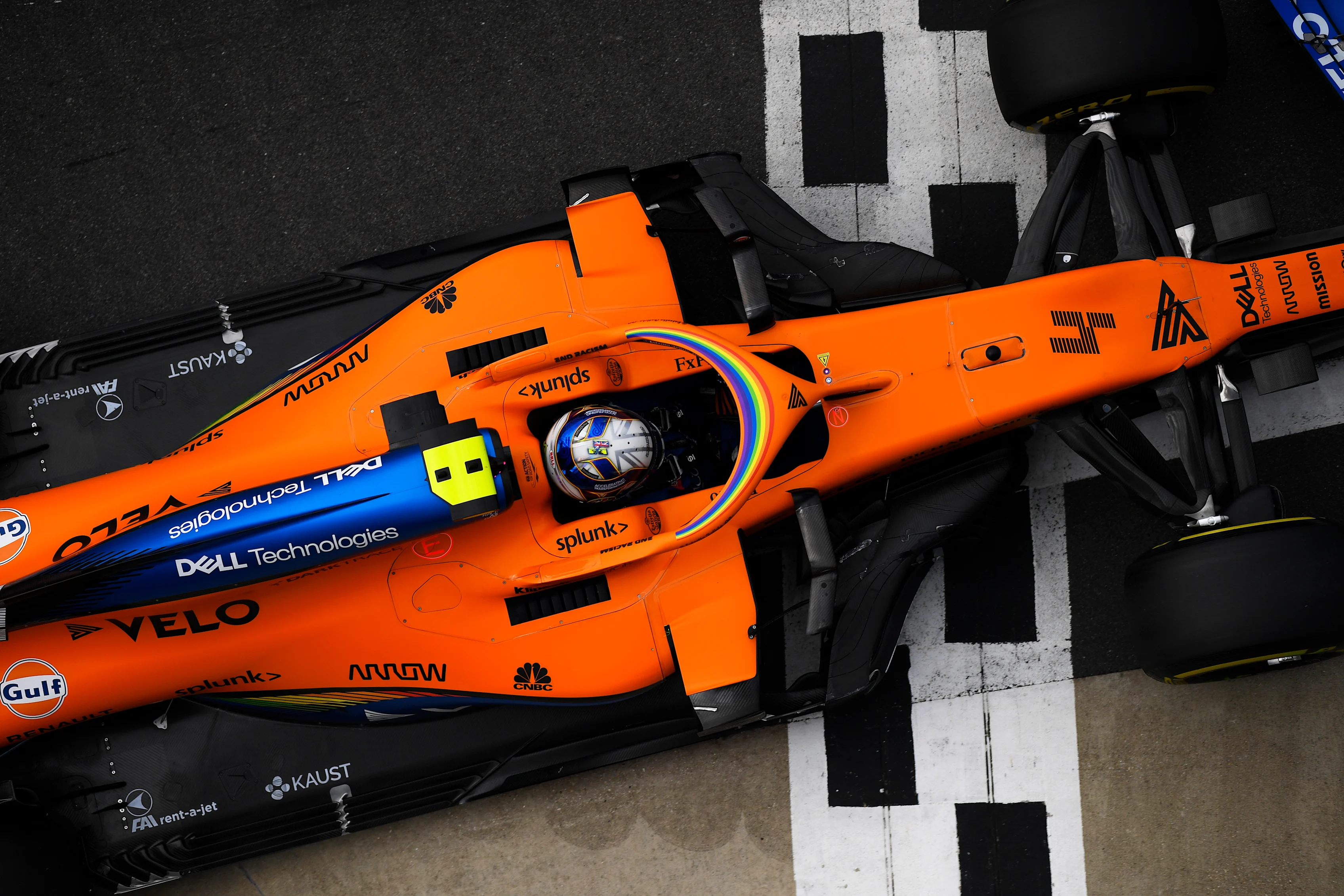 NORTHAMPTON, ENGLAND - AUGUST 08: Lando Norris of Great Britain driving the (4) McLaren F1 Team