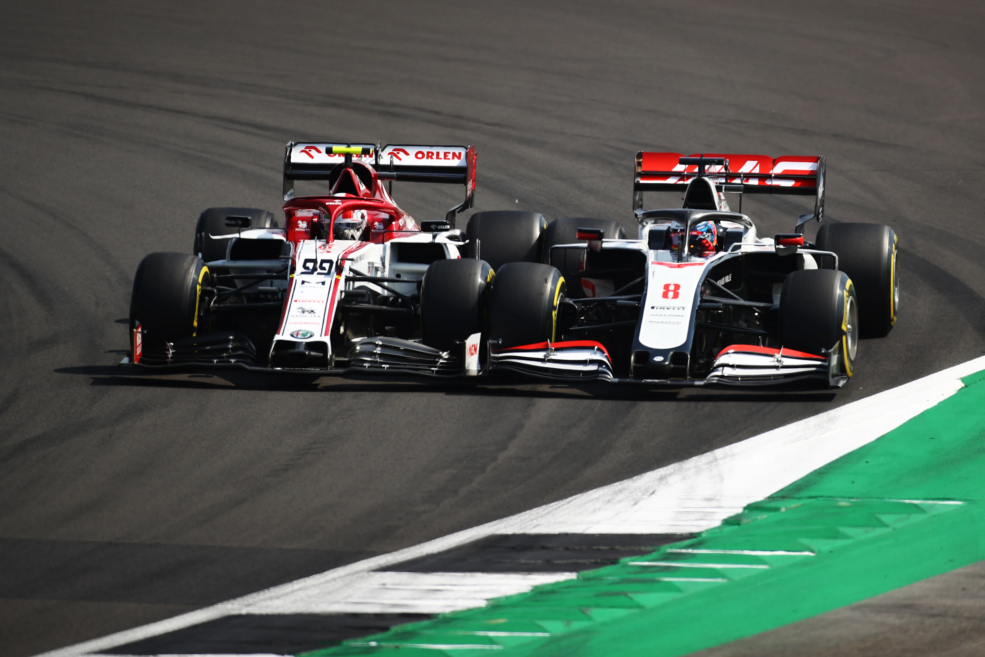 NORTHAMPTON, ENGLAND - AUGUST 09: Antonio Giovinazzi of Italy driving the (99) Alfa Romeo Racing