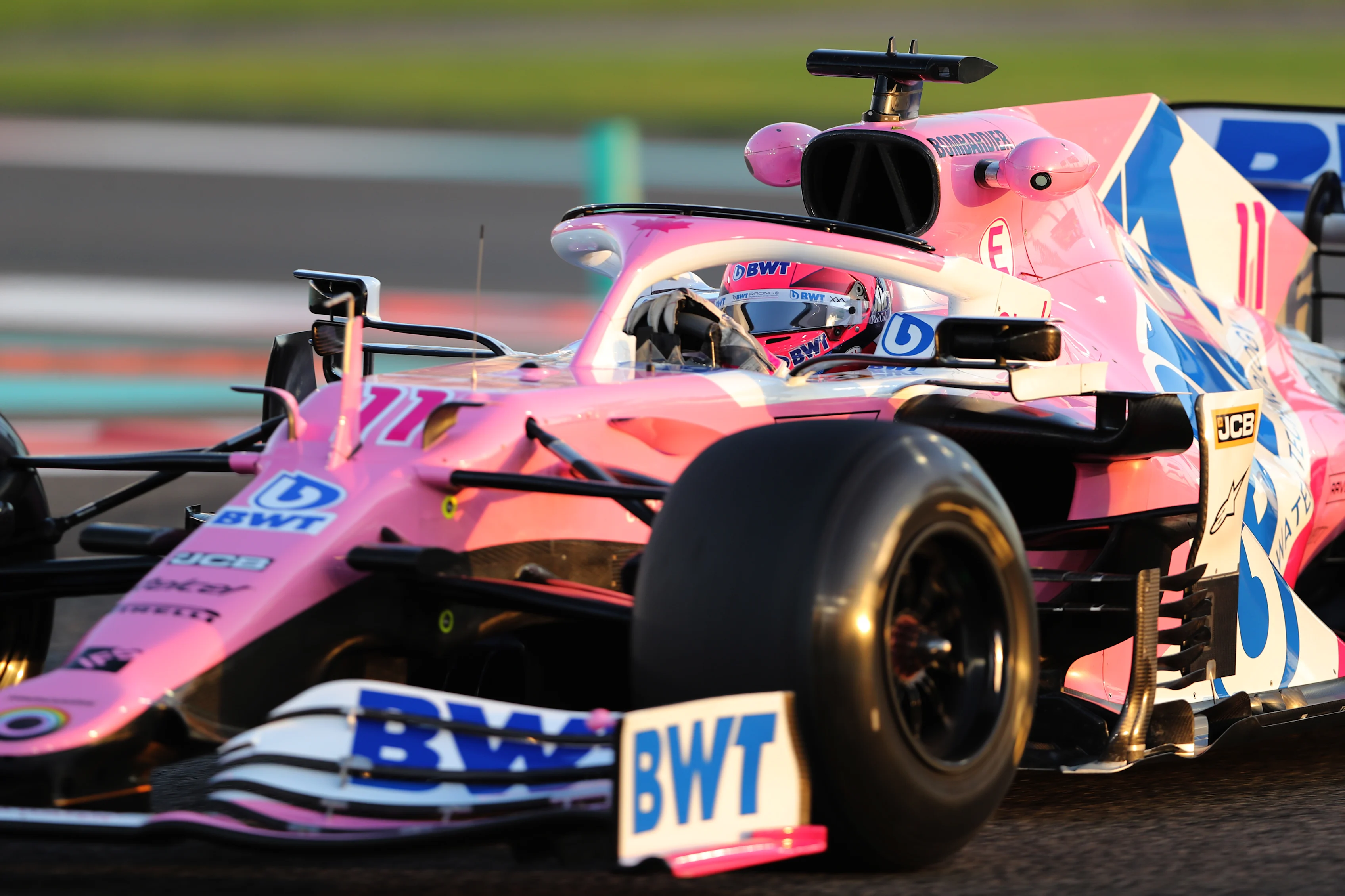 ABU DHABI, UNITED ARAB EMIRATES - DECEMBER 11: Sergio Perez of Mexico driving the (11) Racing Point RP20 Mercedes on track during practice ahead of the F1 Grand Prix of Abu Dhabi at Yas Marina Circuit on December 11, 2020 in Abu Dhabi, United Arab Emirates. (Photo by Kamran Jebreili - Pool/Getty Images)