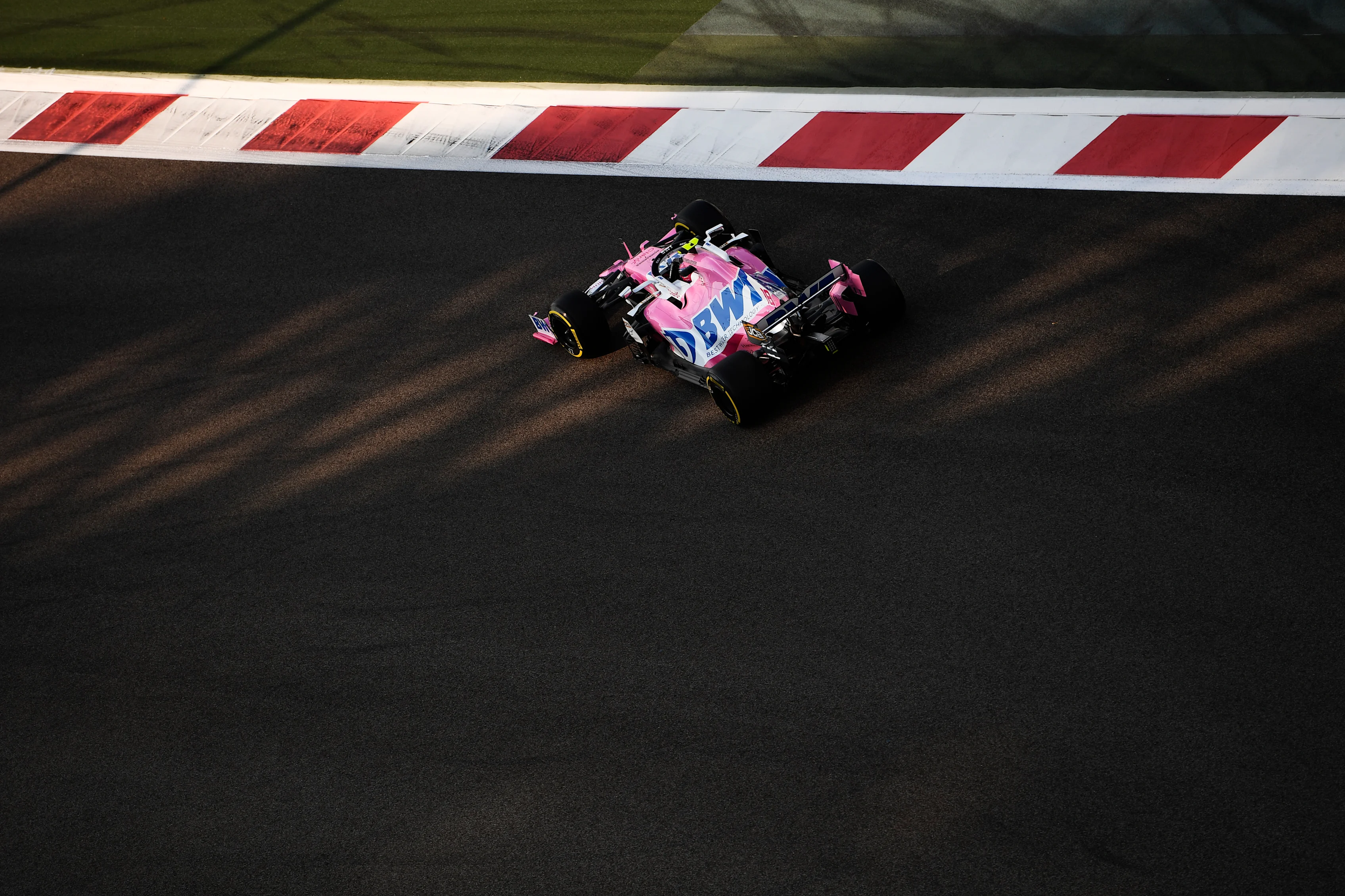 ABU DHABI, UNITED ARAB EMIRATES - DECEMBER 12: Lance Stroll of Canada driving the (18) Racing Point RP20 Mercedes on track during final practice ahead of the F1 Grand Prix of Abu Dhabi at Yas Marina Circuit on December 12, 2020 in Abu Dhabi, United Arab Emirates. (Photo by Rudy Carezzevoli/Getty Images)