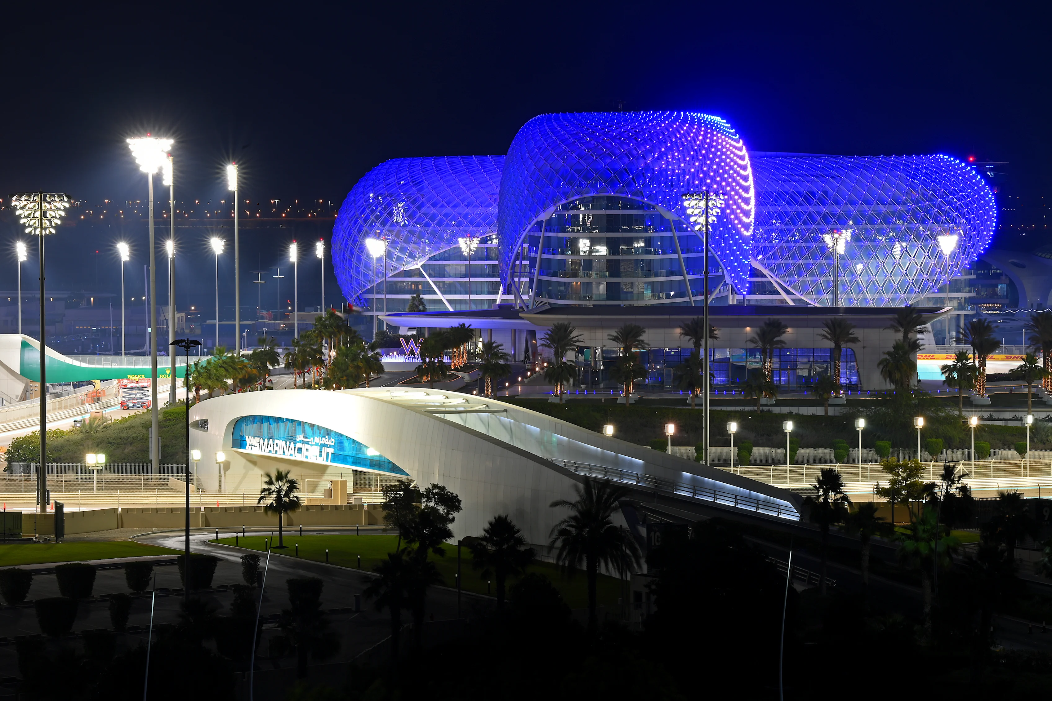 ABU DHABI, UNITED ARAB EMIRATES - DECEMBER 08: A general view of the Yas Hotel at the circuit