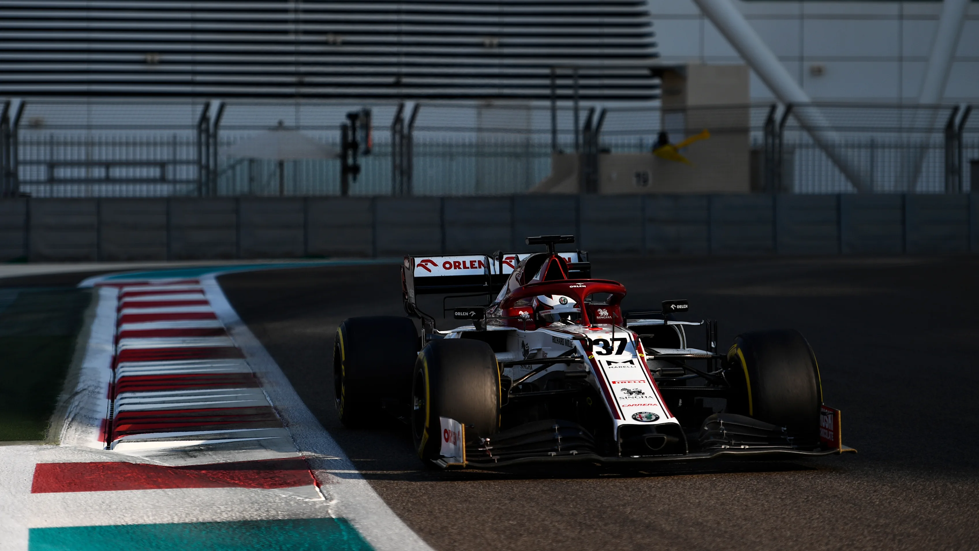 ABU DHABI, UNITED ARAB EMIRATES - DECEMBER 15: Callum Ilott of Great Britain driving the Alfa Romeo