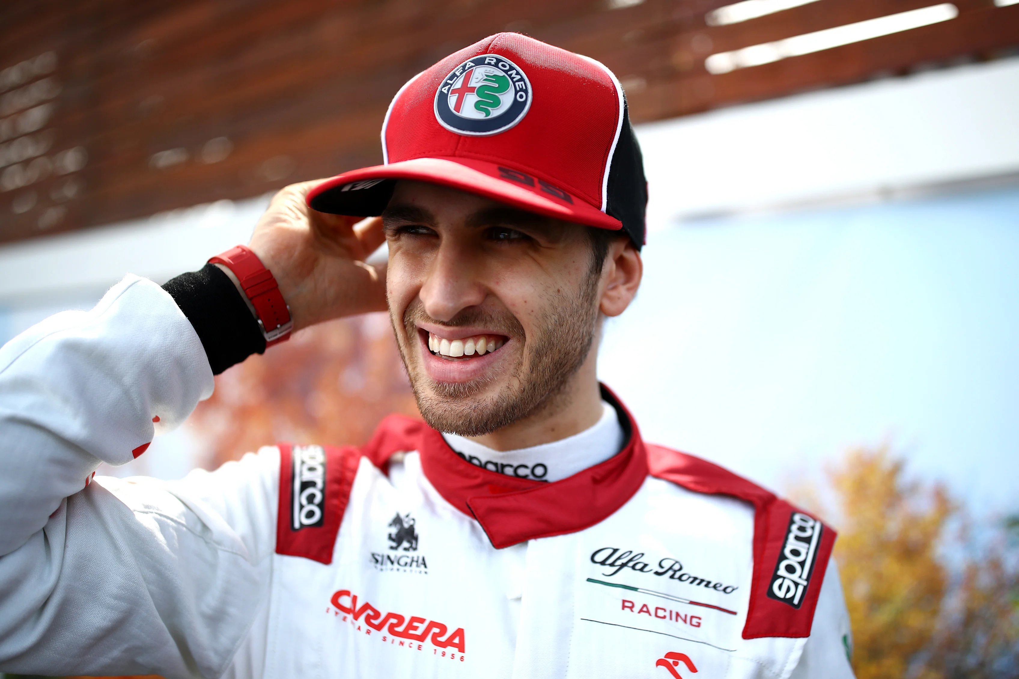 MELBOURNE, AUSTRALIA - MARCH 12: Antonio Giovinazzi of Italy and Alfa Romeo Racing looks on in the