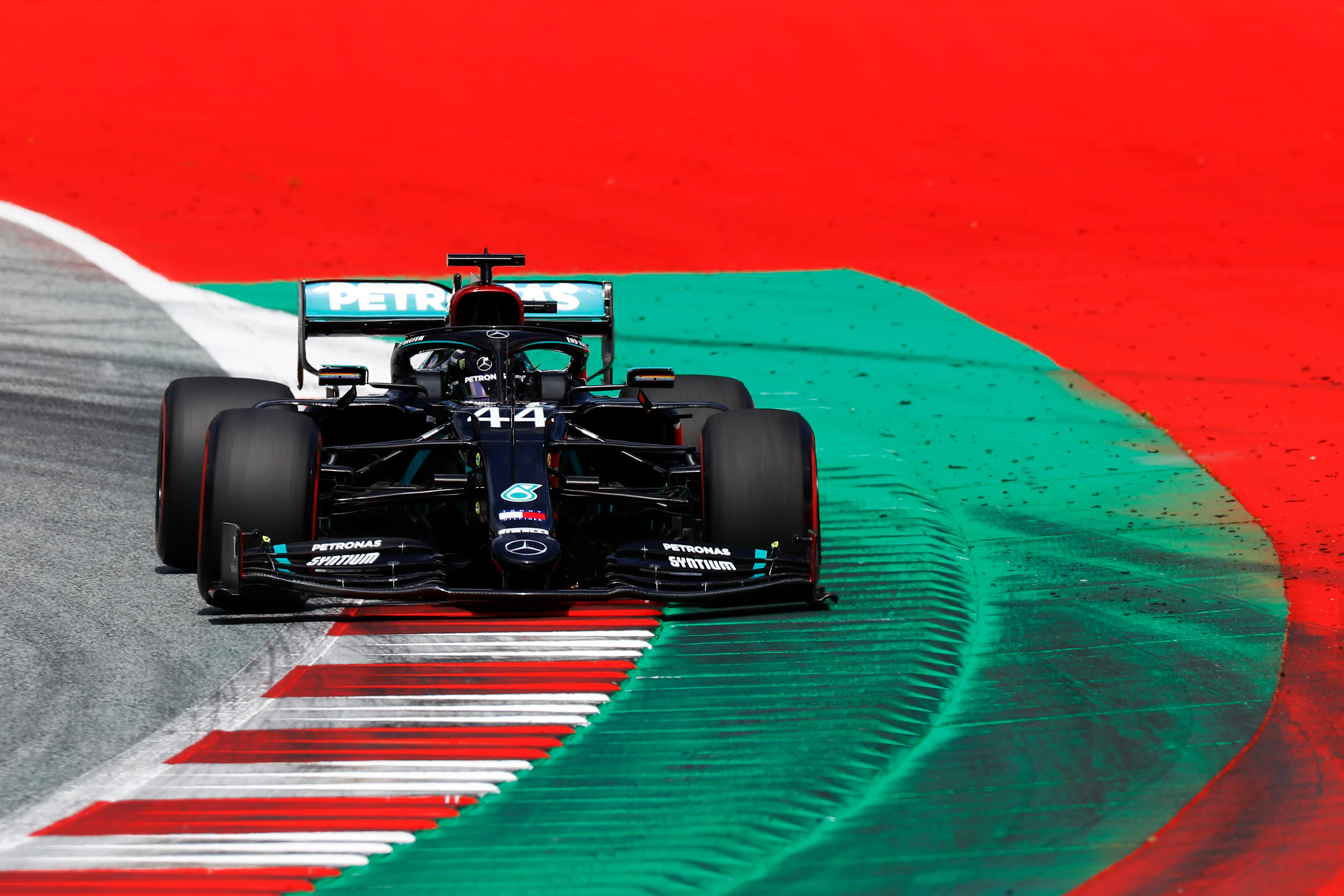 SPIELBERG, AUSTRIA - JULY 04: Lewis Hamilton of Great Britain driving the (44) Mercedes AMG