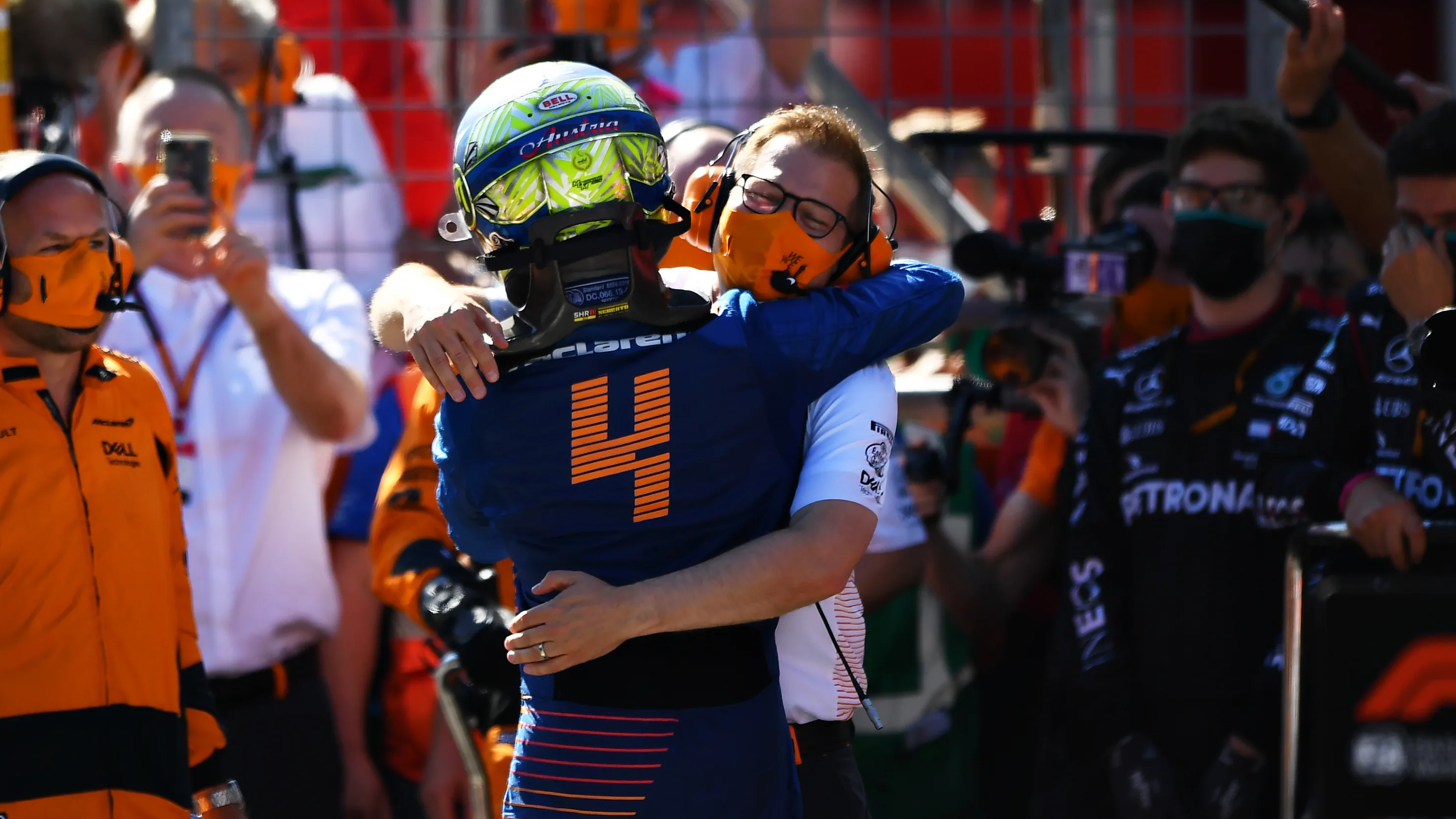 SPIELBERG, AUSTRIA - JULY 05: Third placed Lando Norris of Great Britain and McLaren F1 celebrates