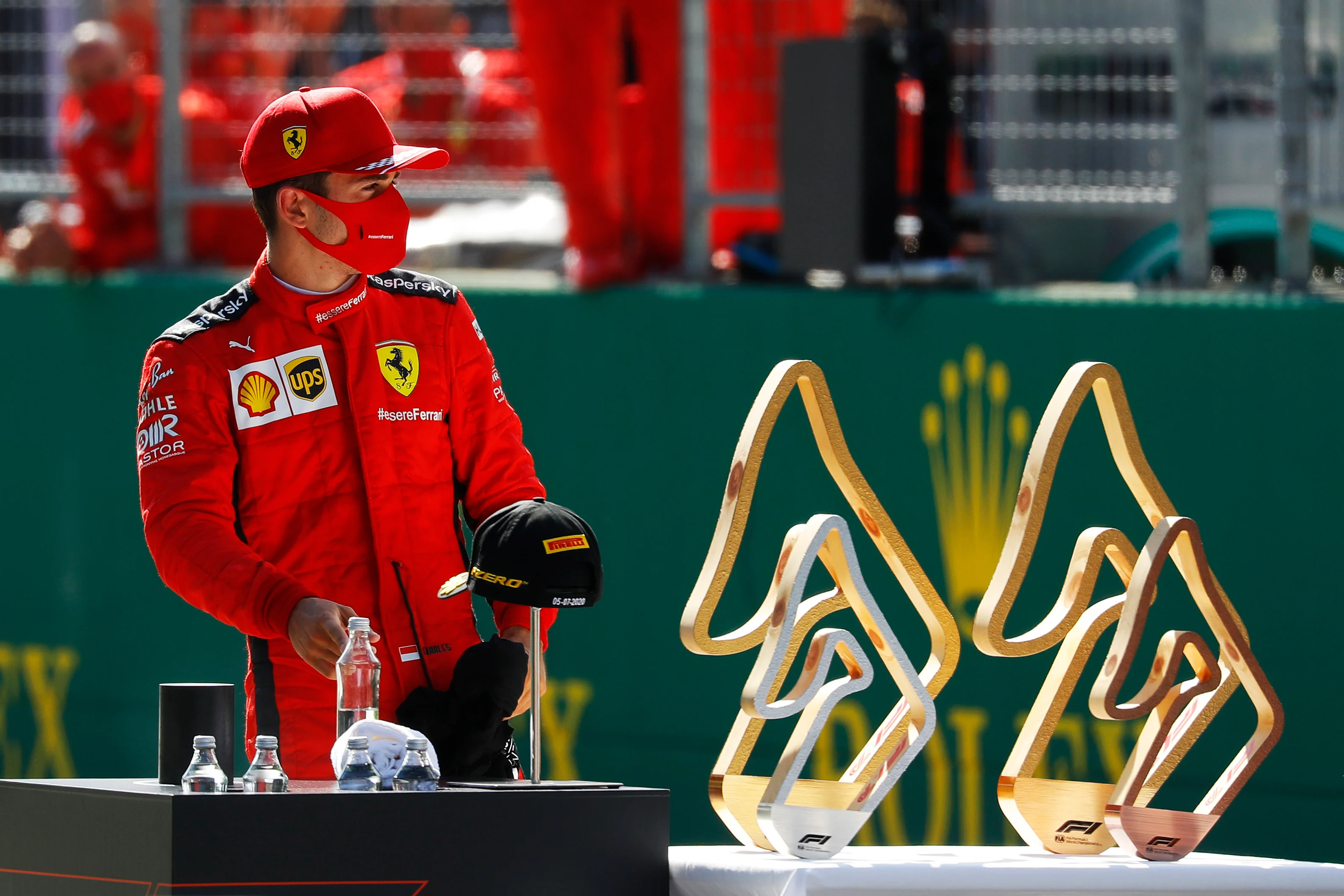 SPIELBERG, AUSTRIA - JULY 05: Second place Charles Leclerc of Monaco and Ferrari looks on before