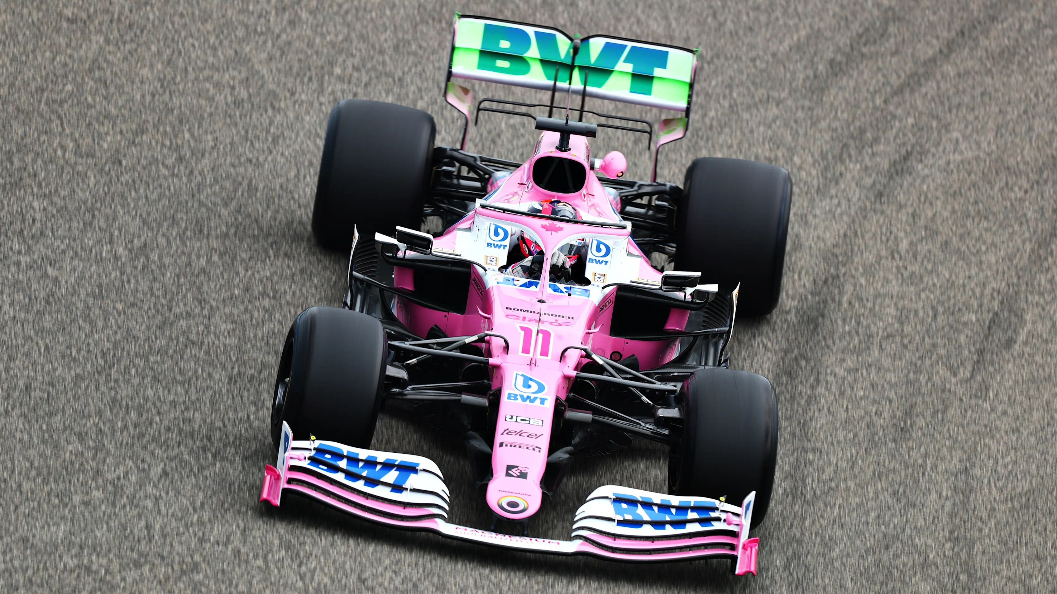 BAHRAIN, BAHRAIN - NOVEMBER 27: Sergio Perez of Mexico driving the (11) Racing Point RP20 Mercedes on track during practice ahead of the F1 Grand Prix of Bahrain at Bahrain International Circuit on November 27, 2020 in Bahrain, Bahrain. (Photo by Dan Istitene - Formula 1/Formula 1 via Getty Images)
