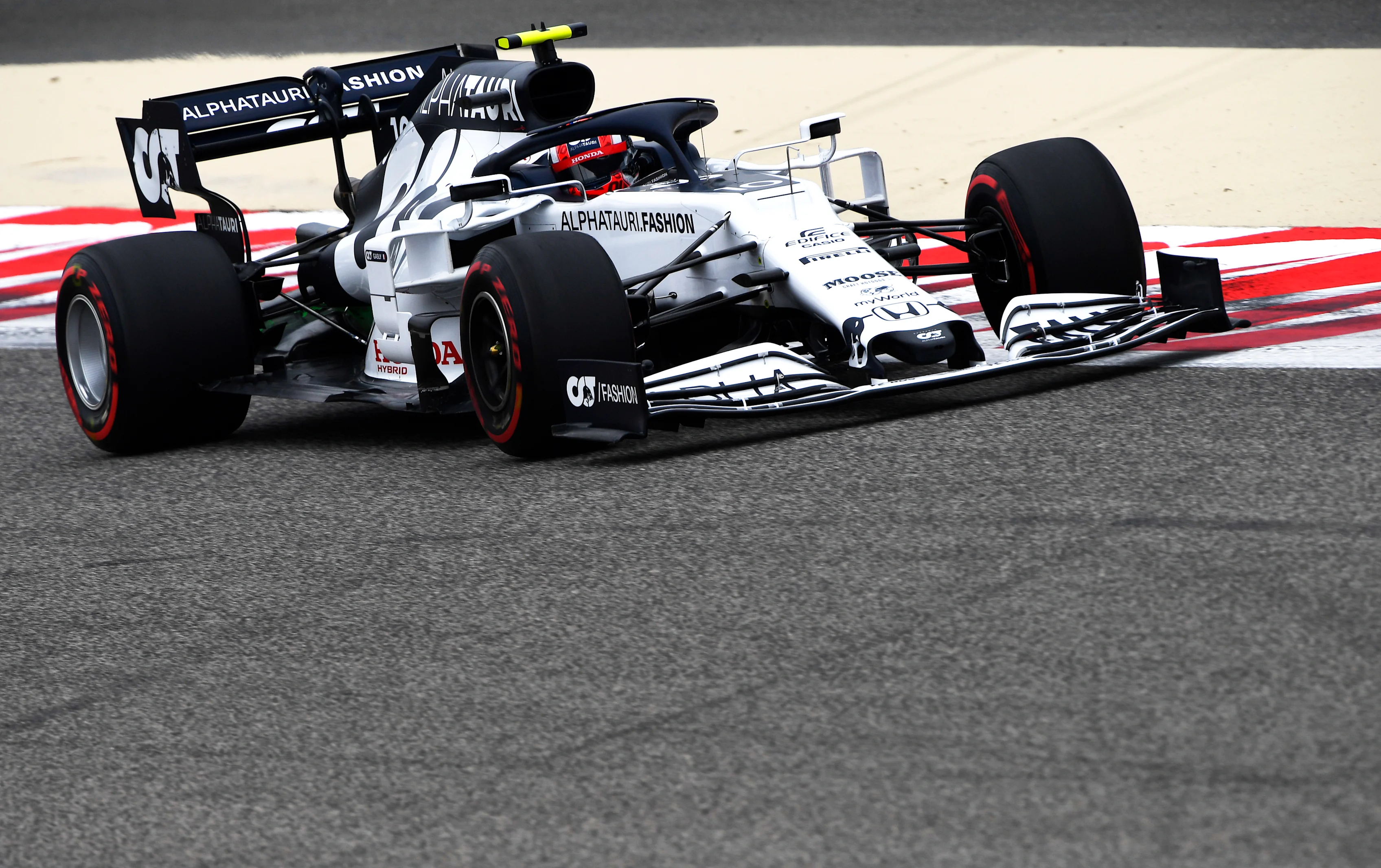 BAHRAIN, BAHRAIN - NOVEMBER 27: Pierre Gasly of France driving the (10) Scuderia AlphaTauri AT01 Honda on track during practice ahead of the F1 Grand Prix of Bahrain at Bahrain International Circuit on November 27, 2020 in Bahrain, Bahrain. (Photo by Rudy Carezzevoli/Getty Images)
