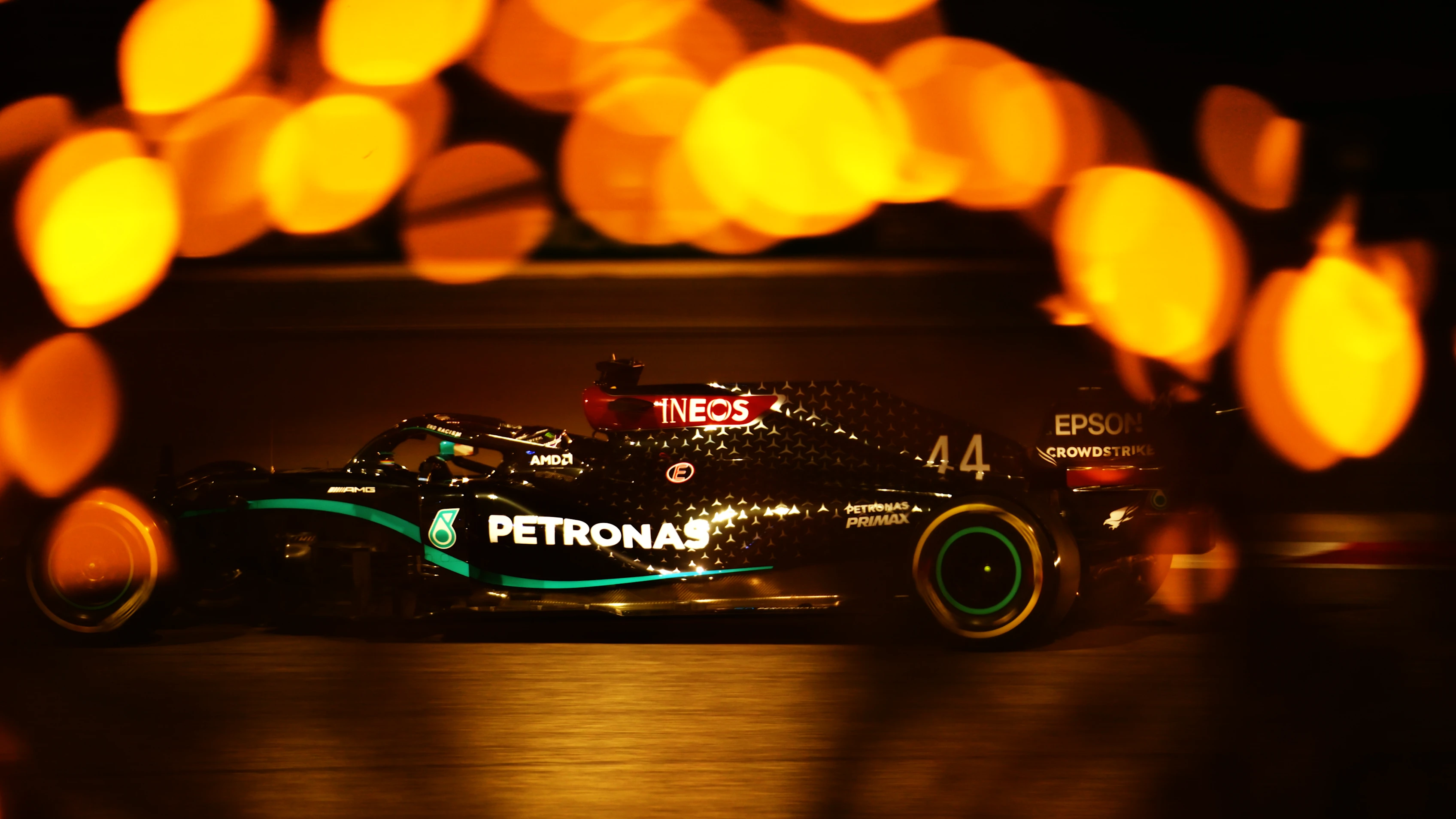BAHRAIN, BAHRAIN - NOVEMBER 28: Lewis Hamilton of Great Britain driving the (44) Mercedes AMG