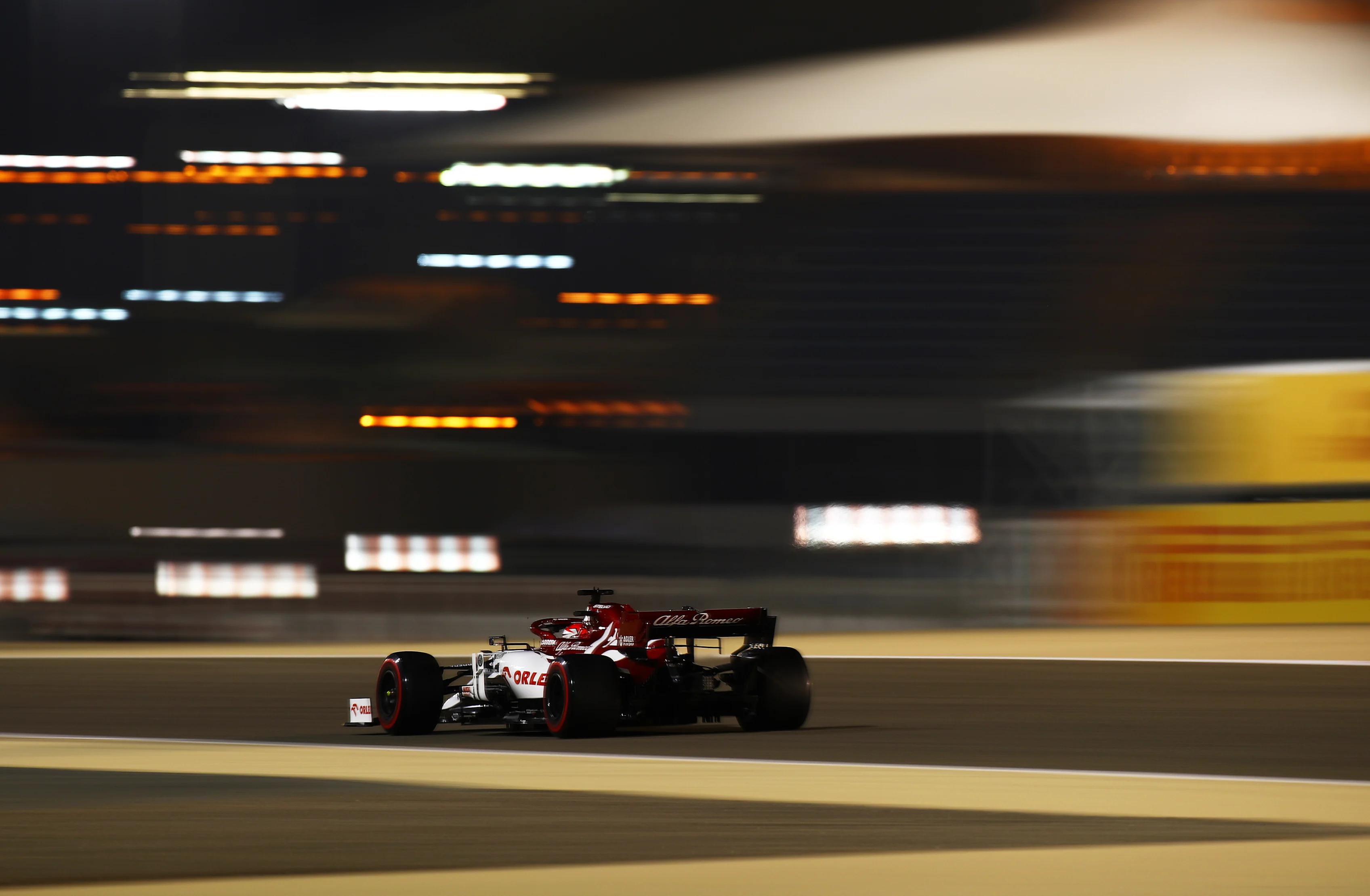 BAHRAIN, BAHRAIN - NOVEMBER 28: Kimi Raikkonen of Finland driving the (7) Alfa Romeo Racing C39 Ferrari during qualifying ahead of the F1 Grand Prix of Bahrain at Bahrain International Circuit on November 28, 2020 in Bahrain, Bahrain. (Photo by Bryn Lennon/Getty Images)