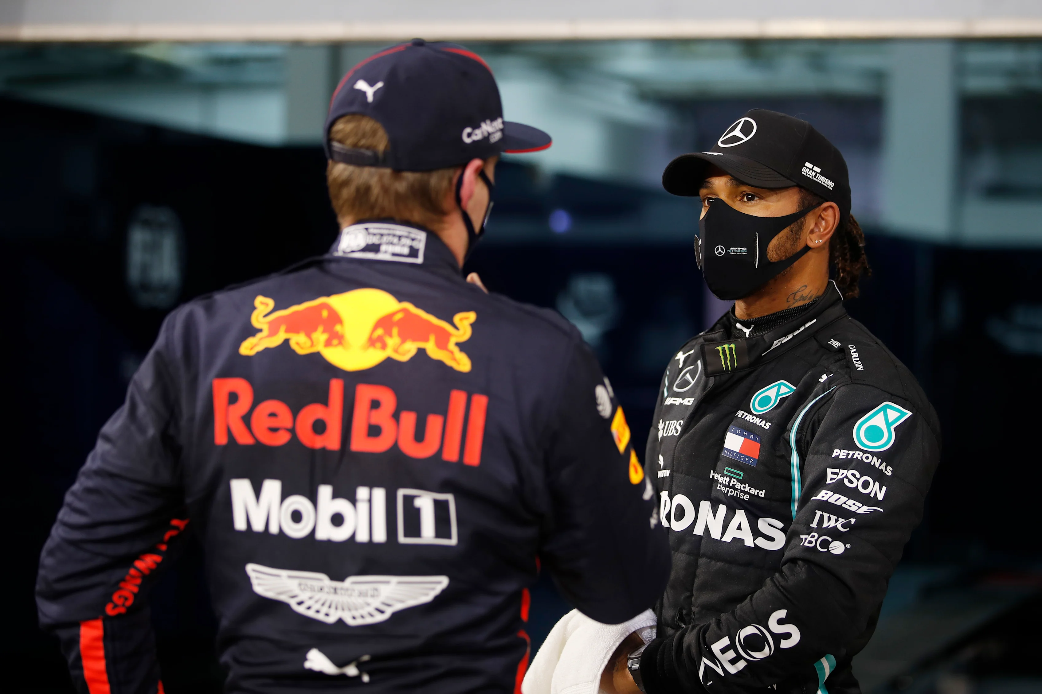 BAHRAIN, BAHRAIN - NOVEMBER 28: Pole position qualifier Lewis Hamilton of Great Britain and