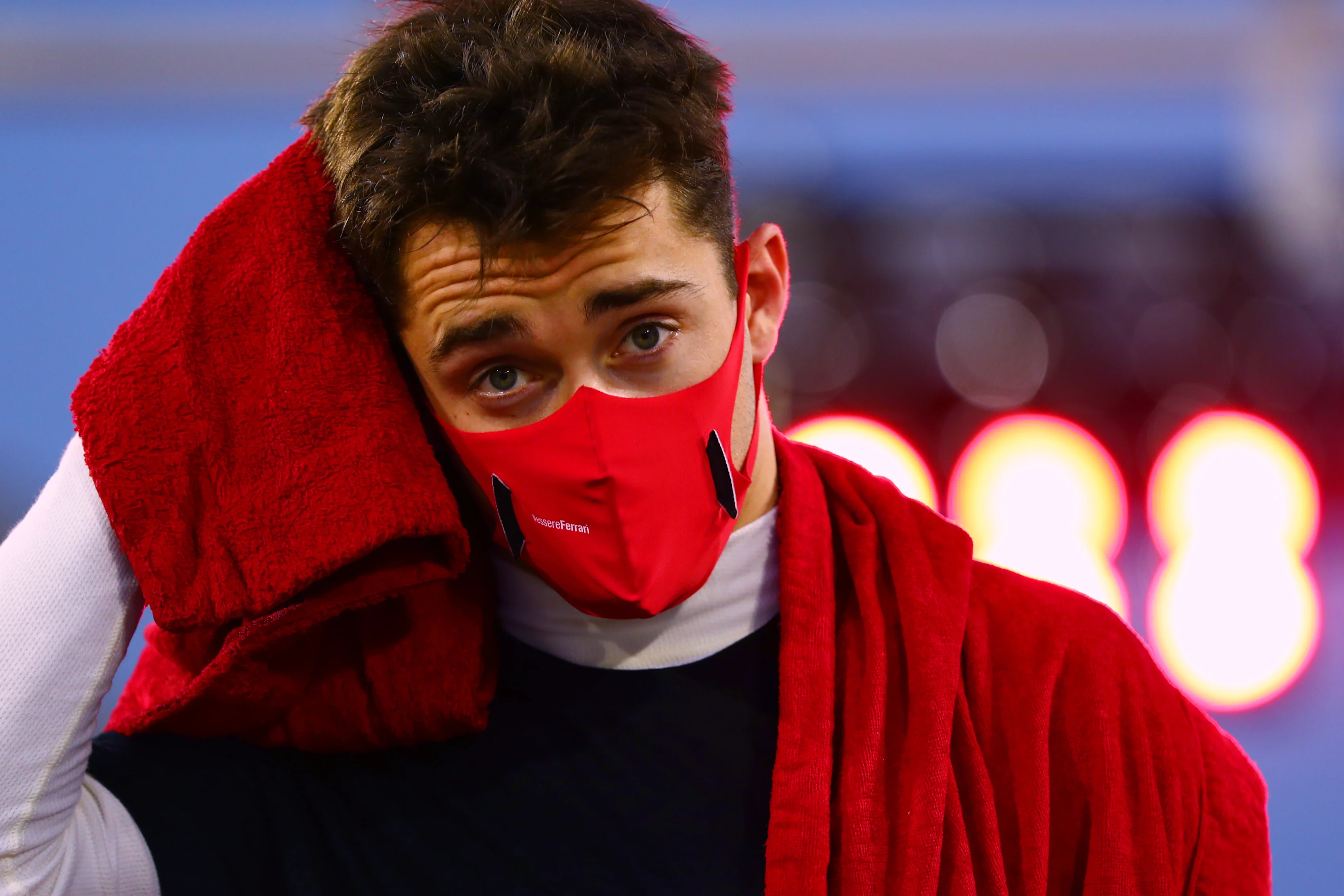 BAHRAIN, BAHRAIN - NOVEMBER 29: Charles Leclerc of Monaco and Ferrari looks on, on the grid before