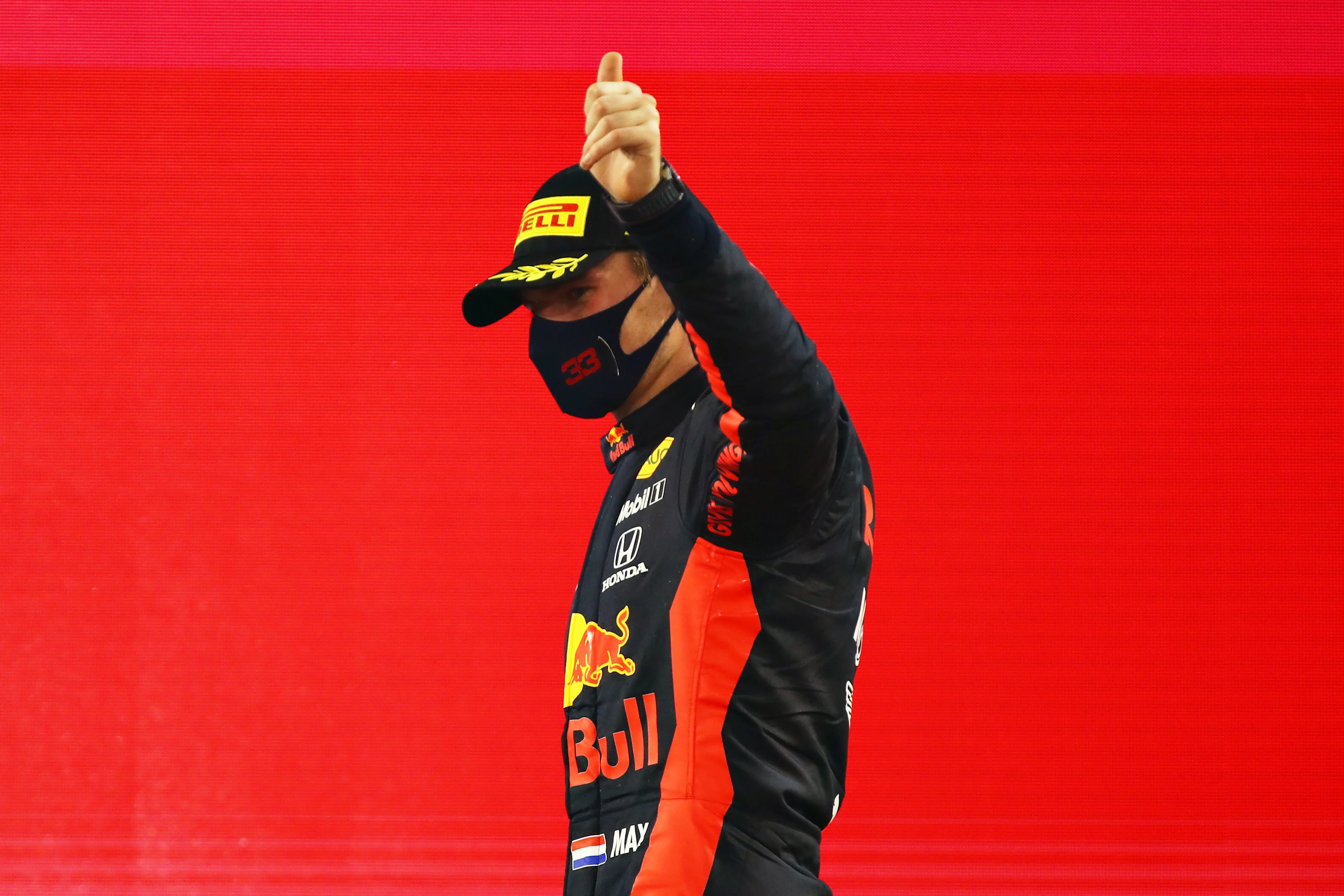 BAHRAIN, BAHRAIN - NOVEMBER 29: Second placed Max Verstappen of Netherlands and Red Bull Racing