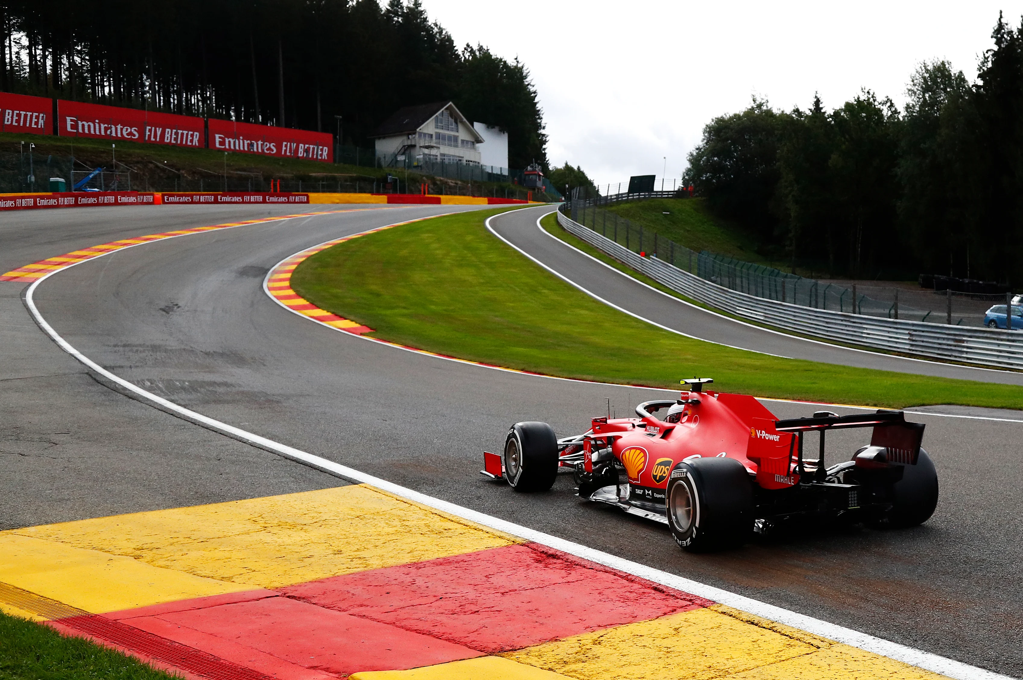 SPA, BELGIUM - AUGUST 28: Charles Leclerc of Monaco driving the (16) Scuderia Ferrari SF1000 on track during practice for the F1 Grand Prix of Belgium at Circuit de Spa-Francorchamps on August 28, 2020 in Spa, Belgium. (Photo by Francois Lenoir/Pool via Getty Images)