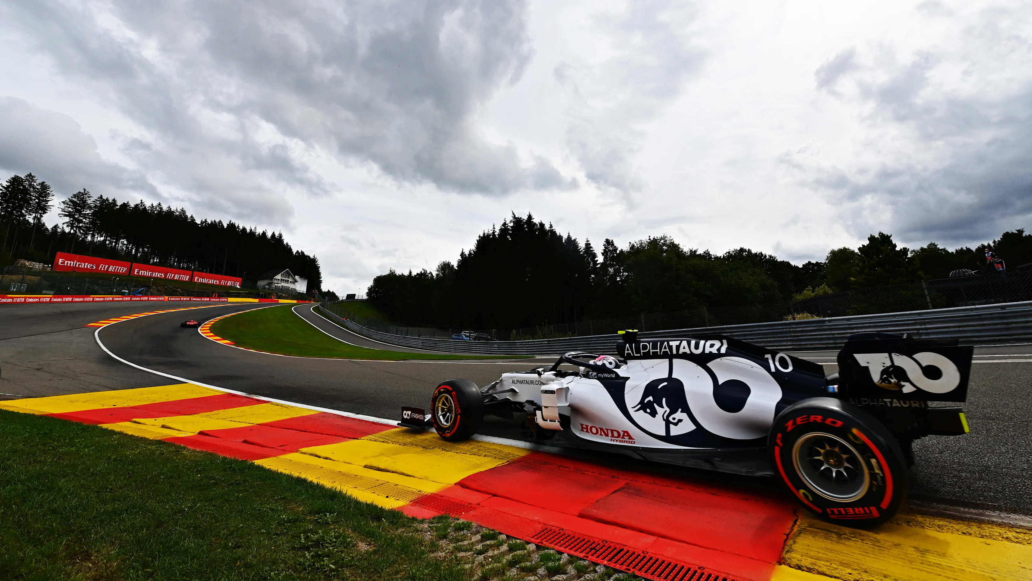 SPA, BELGIUM - AUGUST 28: Pierre Gasly of France driving the (10) Scuderia AlphaTauri AT01 Honda