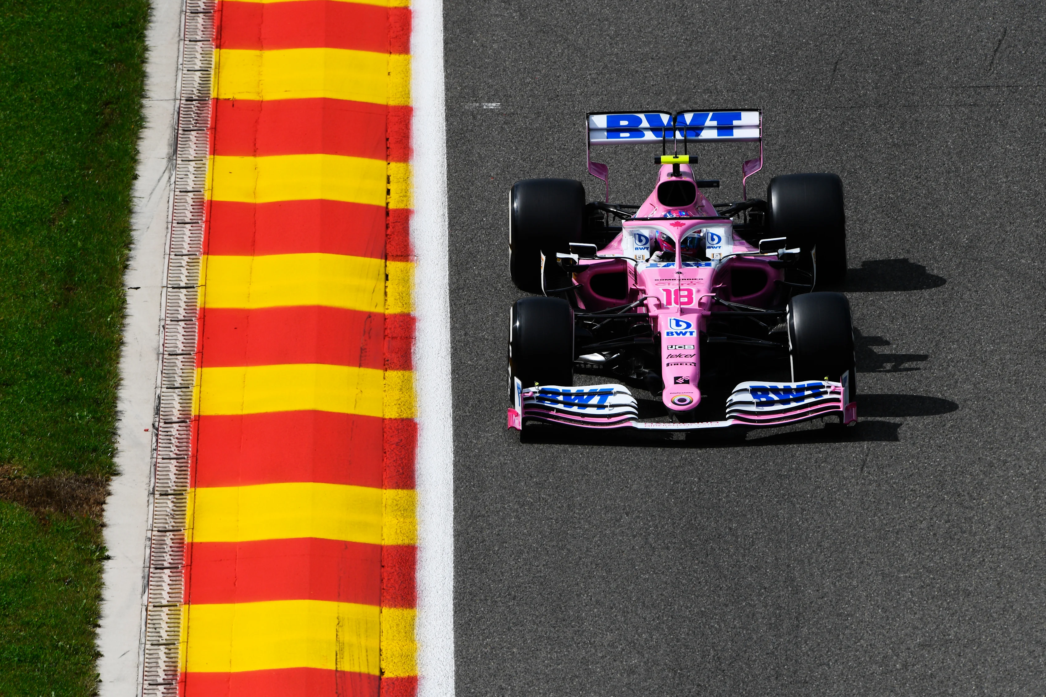 SPA, BELGIUM - AUGUST 29: Lance Stroll of Canada driving the (18) Racing Point RP20 Mercedes on track during final practice for the F1 Grand Prix of Belgium at Circuit de Spa-Francorchamps on August 29, 2020 in Spa, Belgium. (Photo by Rudy Carezzevoli/Getty Images)