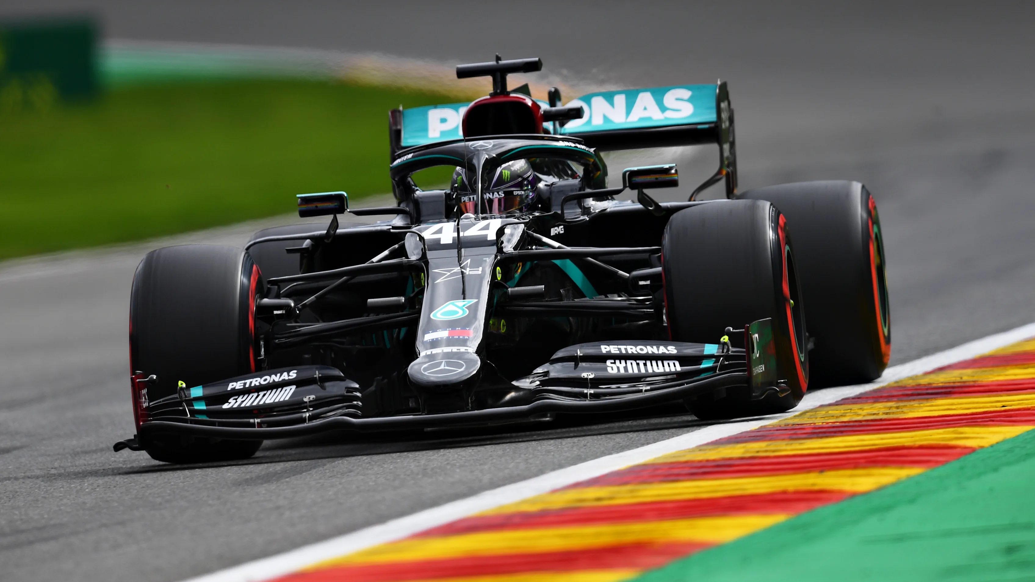 SPA, BELGIUM - AUGUST 29: Lewis Hamilton of Great Britain driving the (44) Mercedes AMG Petronas F1