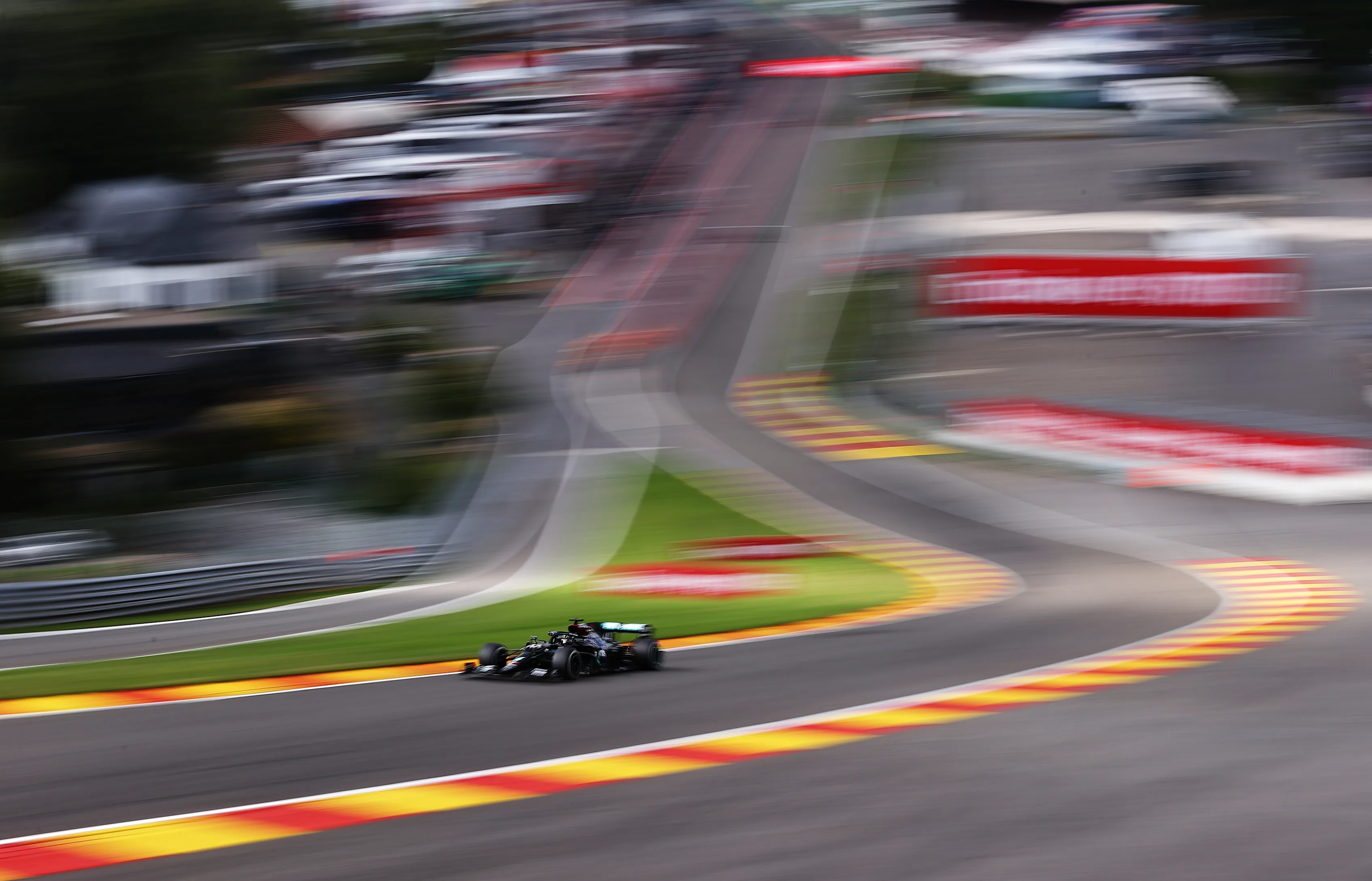 SPA, BELGIUM - AUGUST 30: Lewis Hamilton of Great Britain driving the (44) Mercedes AMG Petronas F1