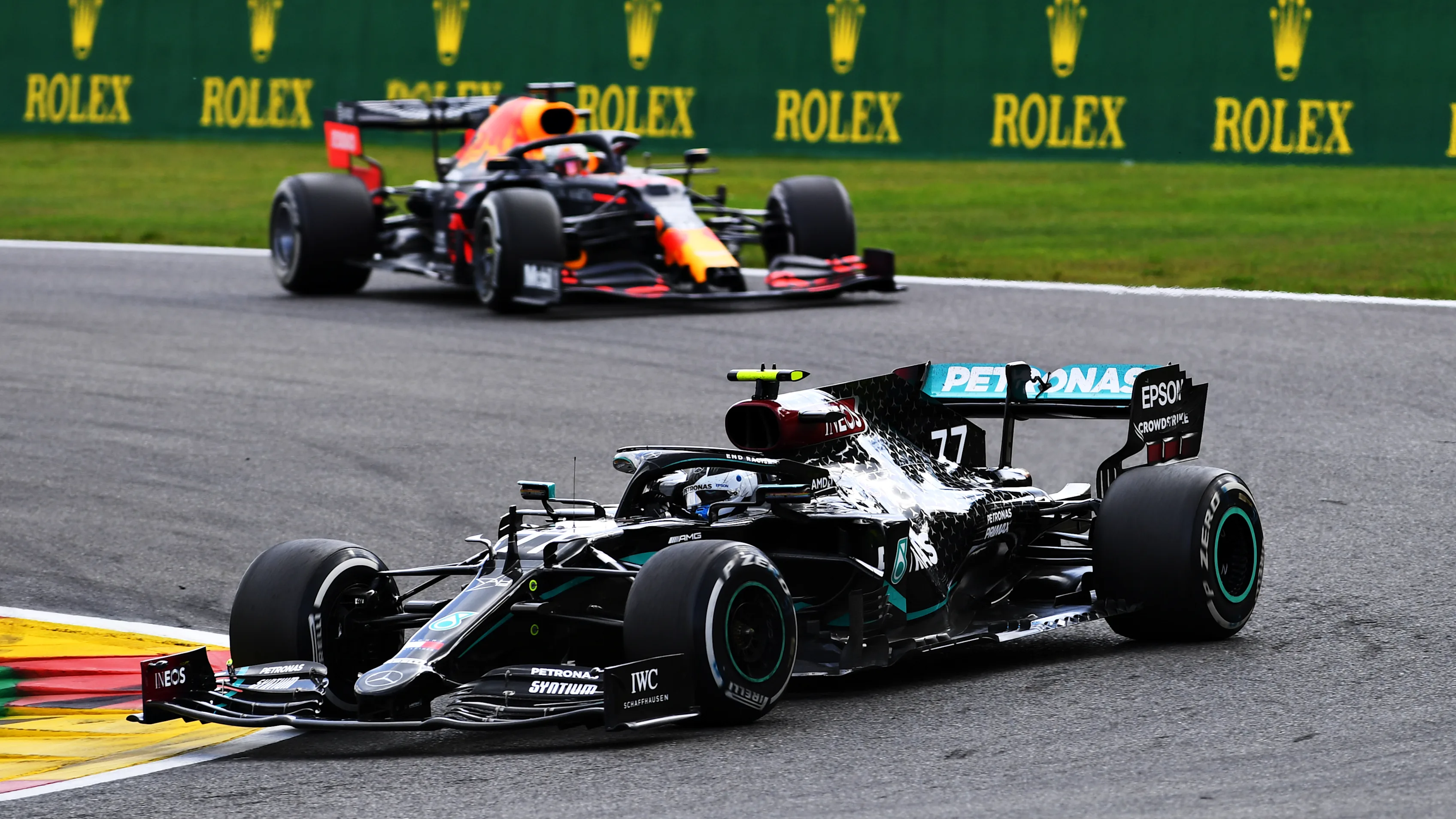 SPA, BELGIUM - AUGUST 30: Valtteri Bottas of Finland driving the (77) Mercedes AMG Petronas F1 Team