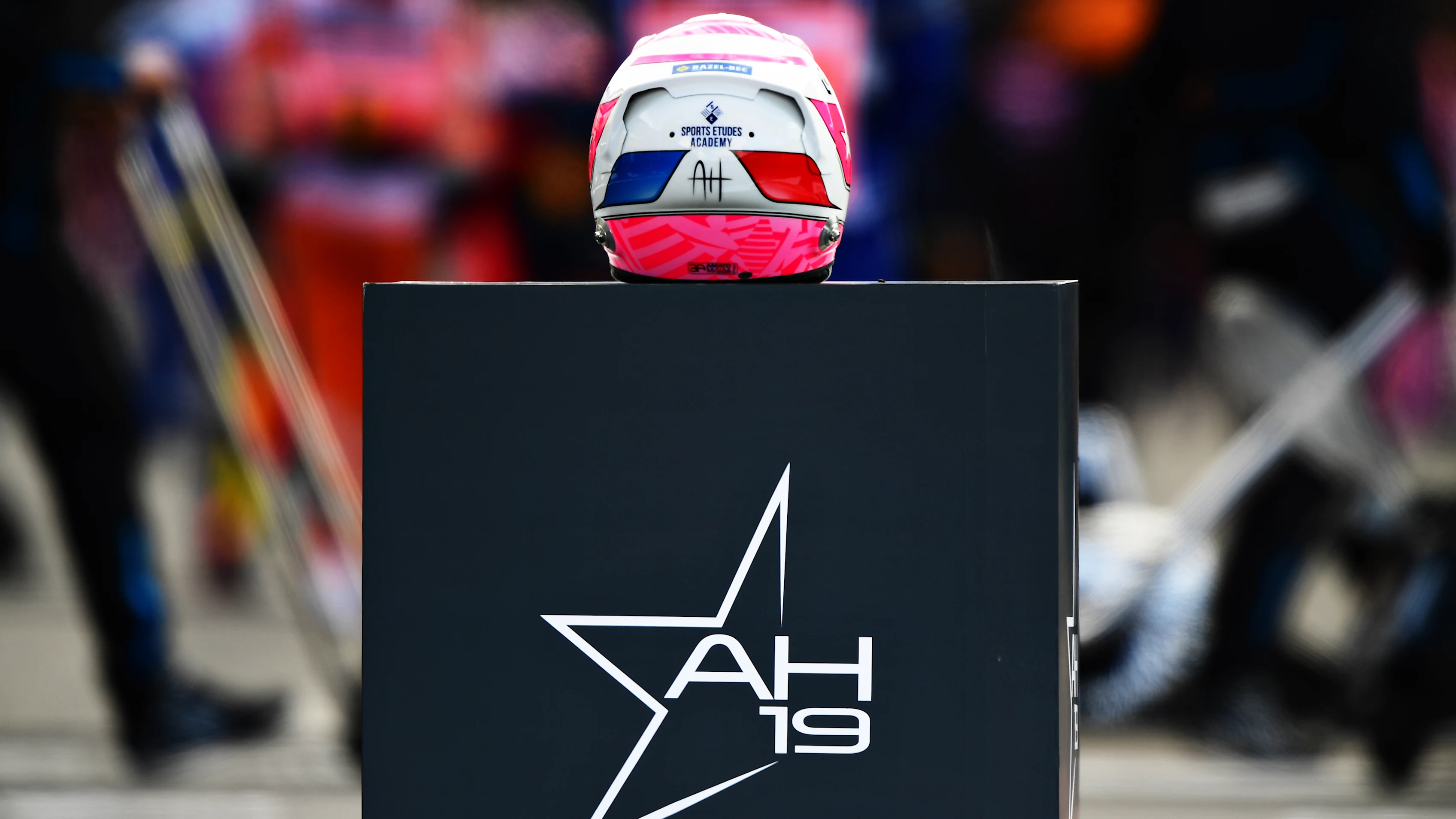 SPA, BELGIUM - AUGUST 30: The helmet of the late Anthoine Hubert is pictured before the minutes