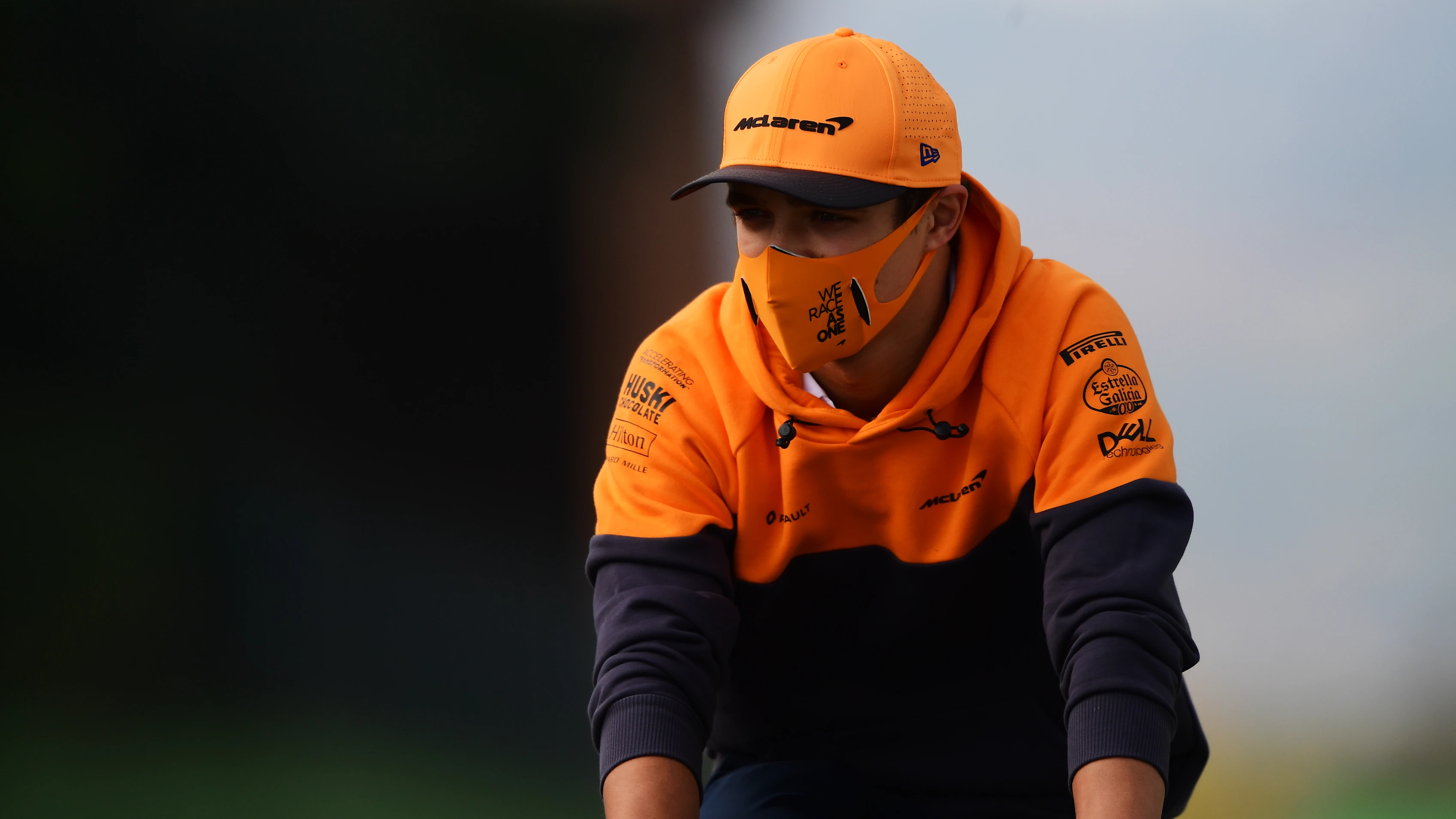 IMOLA, ITALY - OCTOBER 30: Lando Norris of Great Britain and McLaren F1 cycles the track during