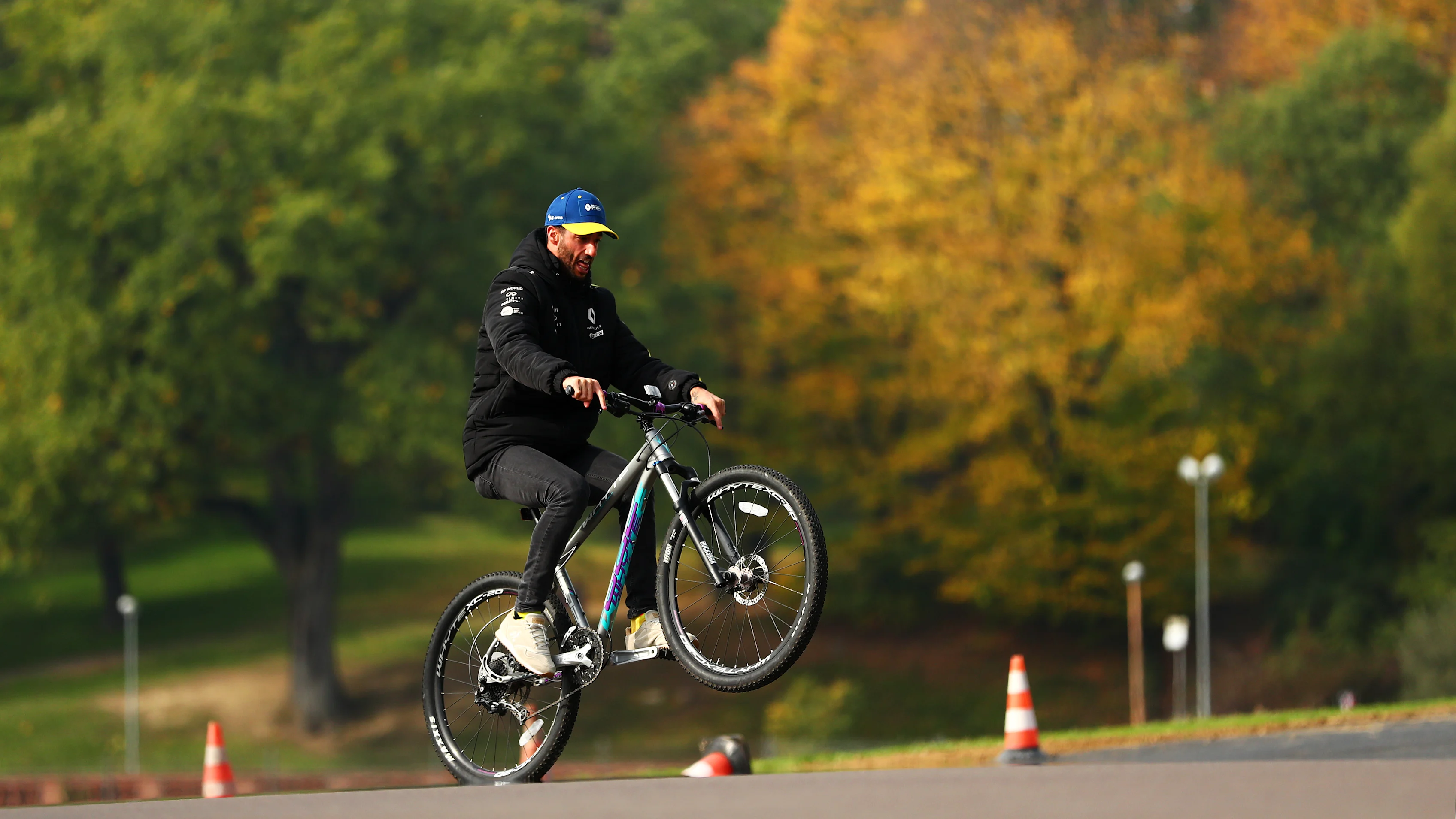 IMOLA, ITALY - OCTOBER 30:  Daniel Ricciardo of Australia and Renault Sport F1 cycles on the track