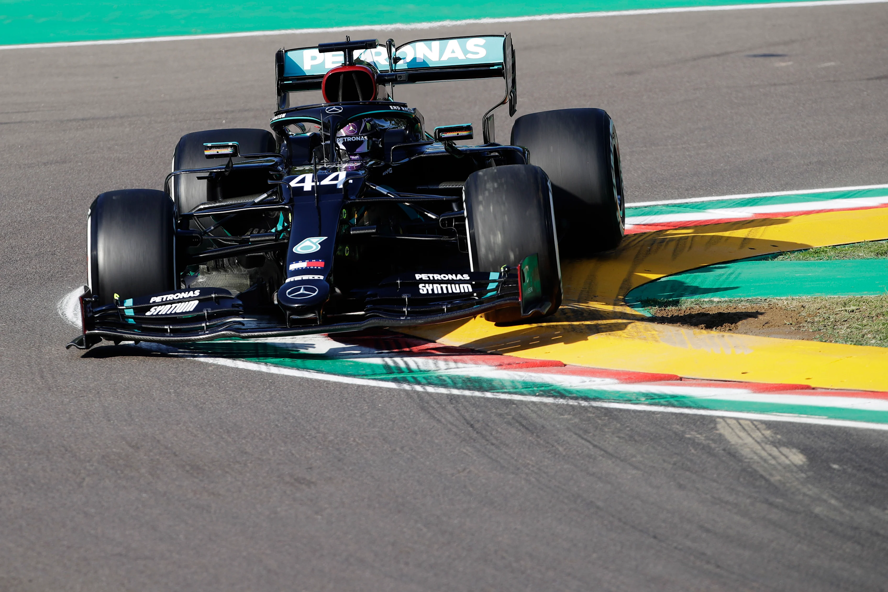 IMOLA, ITALY - OCTOBER 31: Lewis Hamilton of Great Britain driving the (44) Mercedes AMG Petronas
