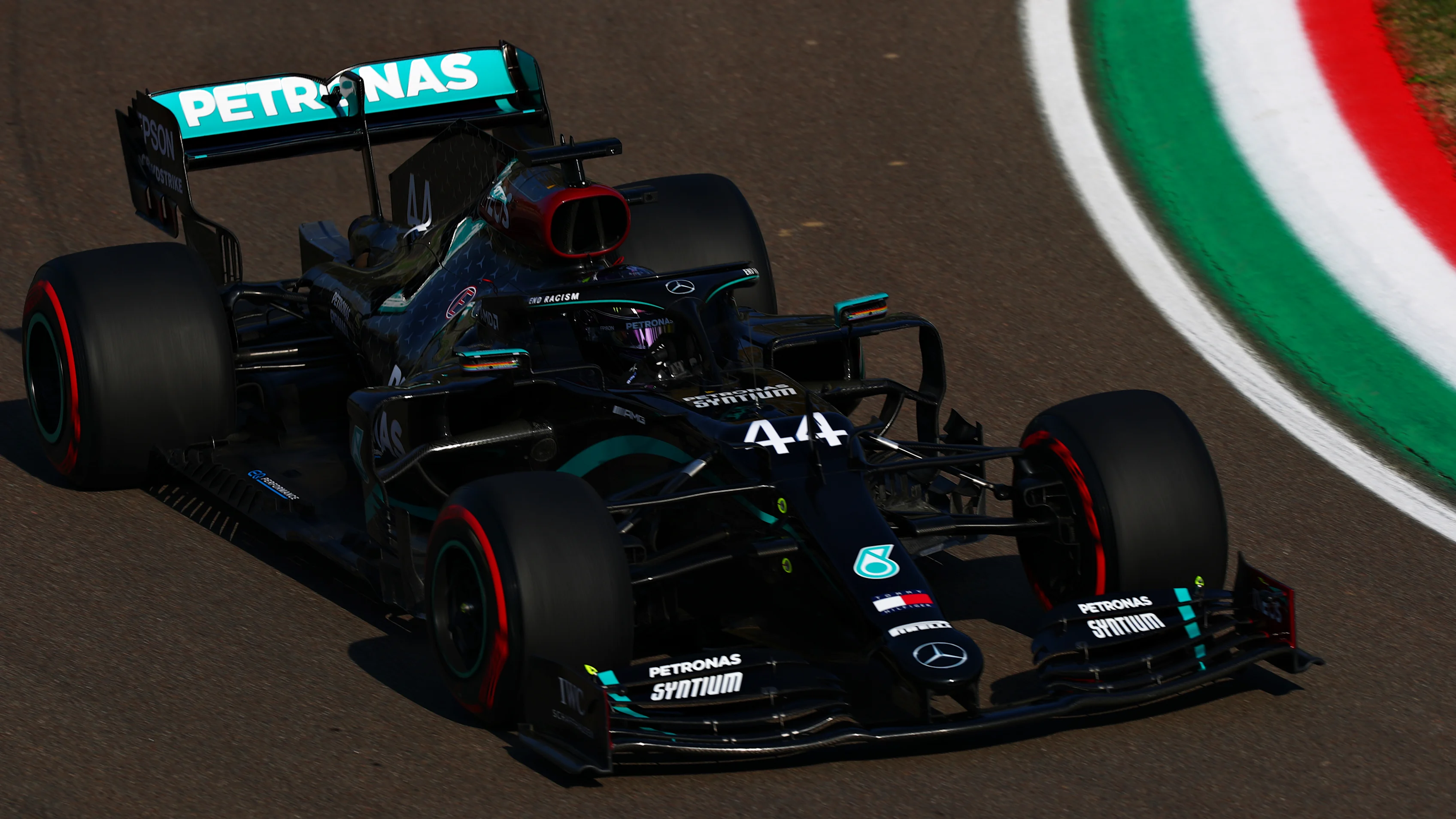 IMOLA, ITALY - OCTOBER 31: Lewis Hamilton of Great Britain driving the (44) Mercedes AMG Petronas