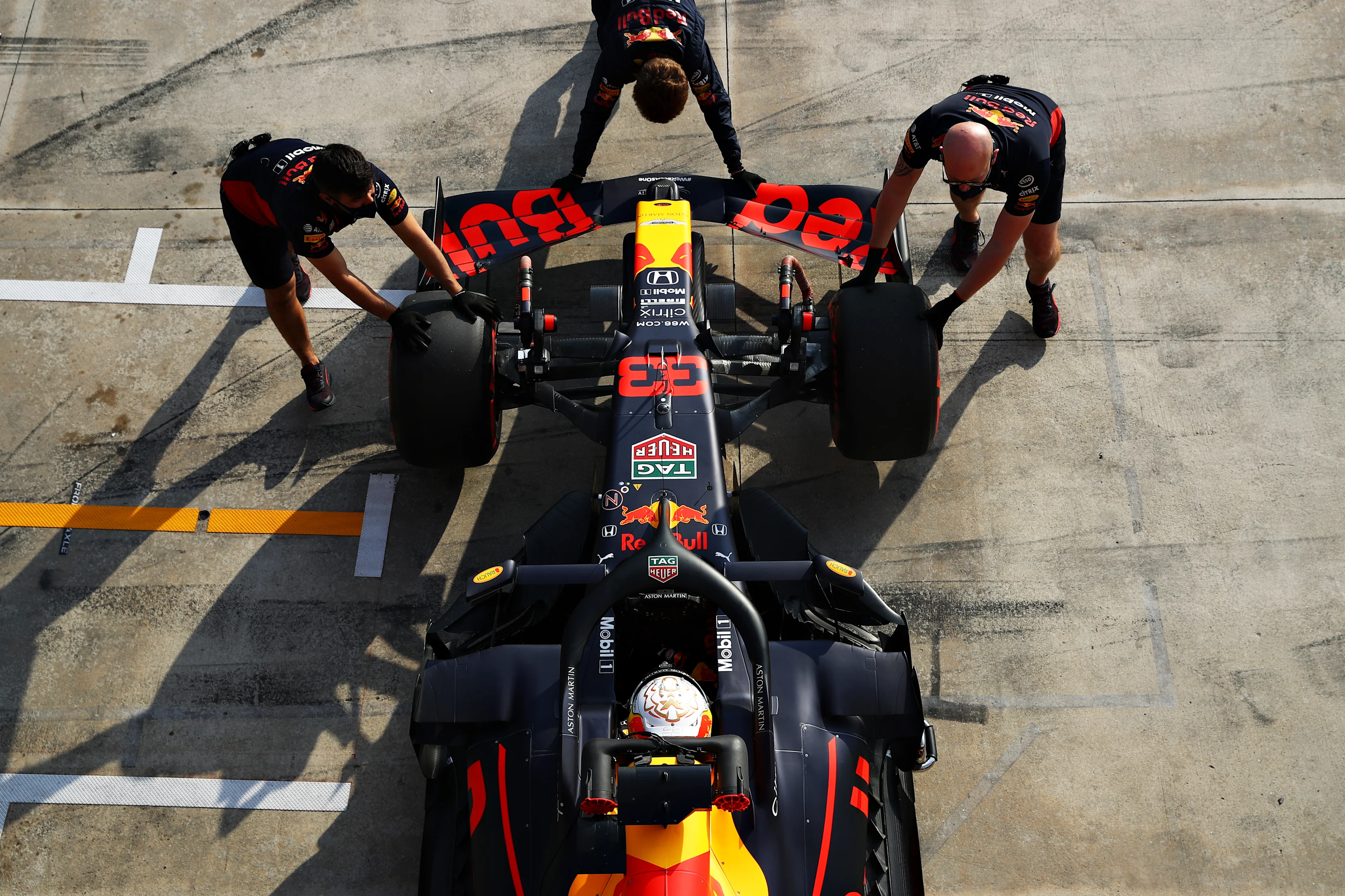 IMOLA, ITALY - OCTOBER 31: Max Verstappen of the Netherlands driving the (33) Aston Martin Red Bull