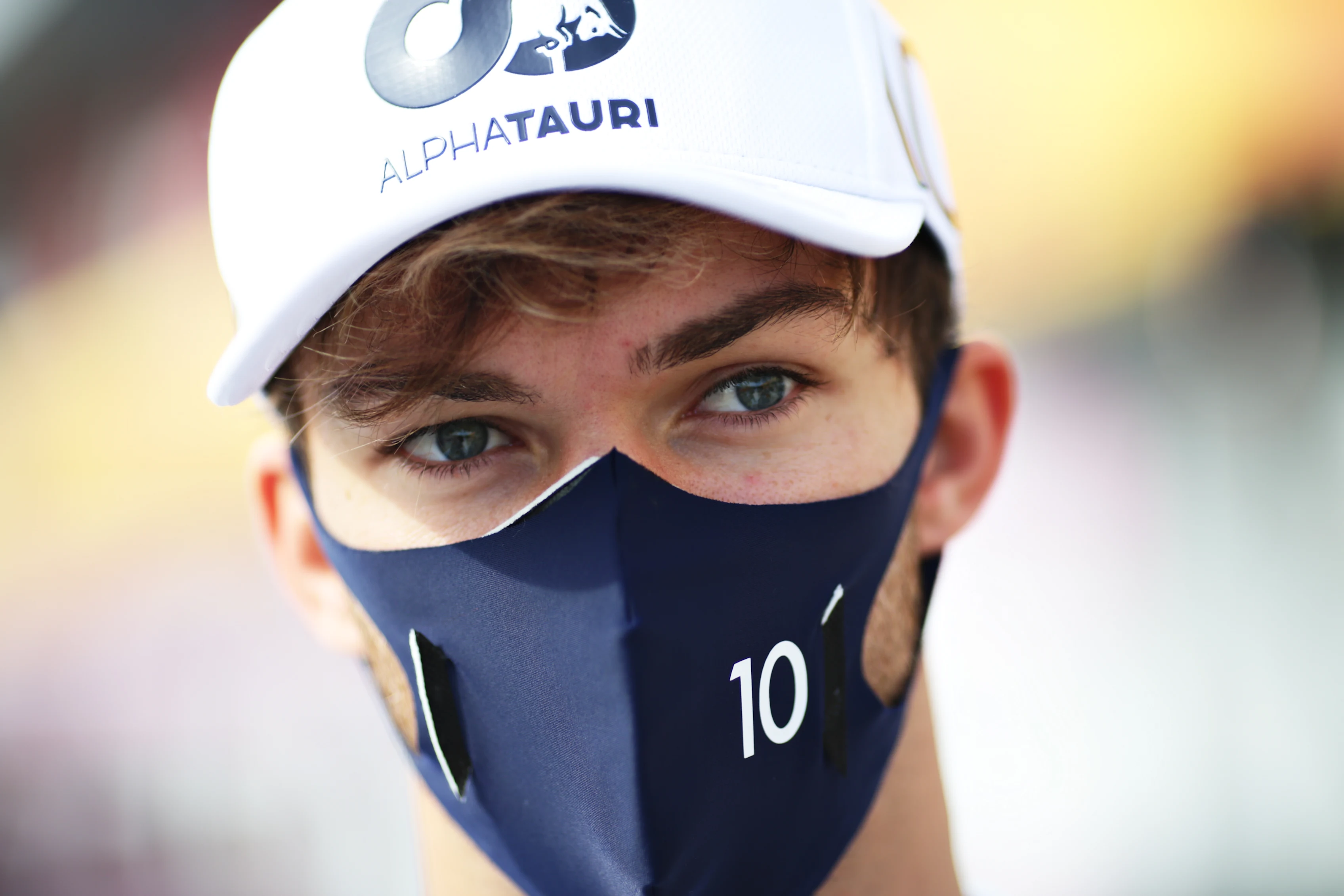 IMOLA, ITALY - NOVEMBER 01: Pierre Gasly of France and Scuderia AlphaTauri talks to the media in