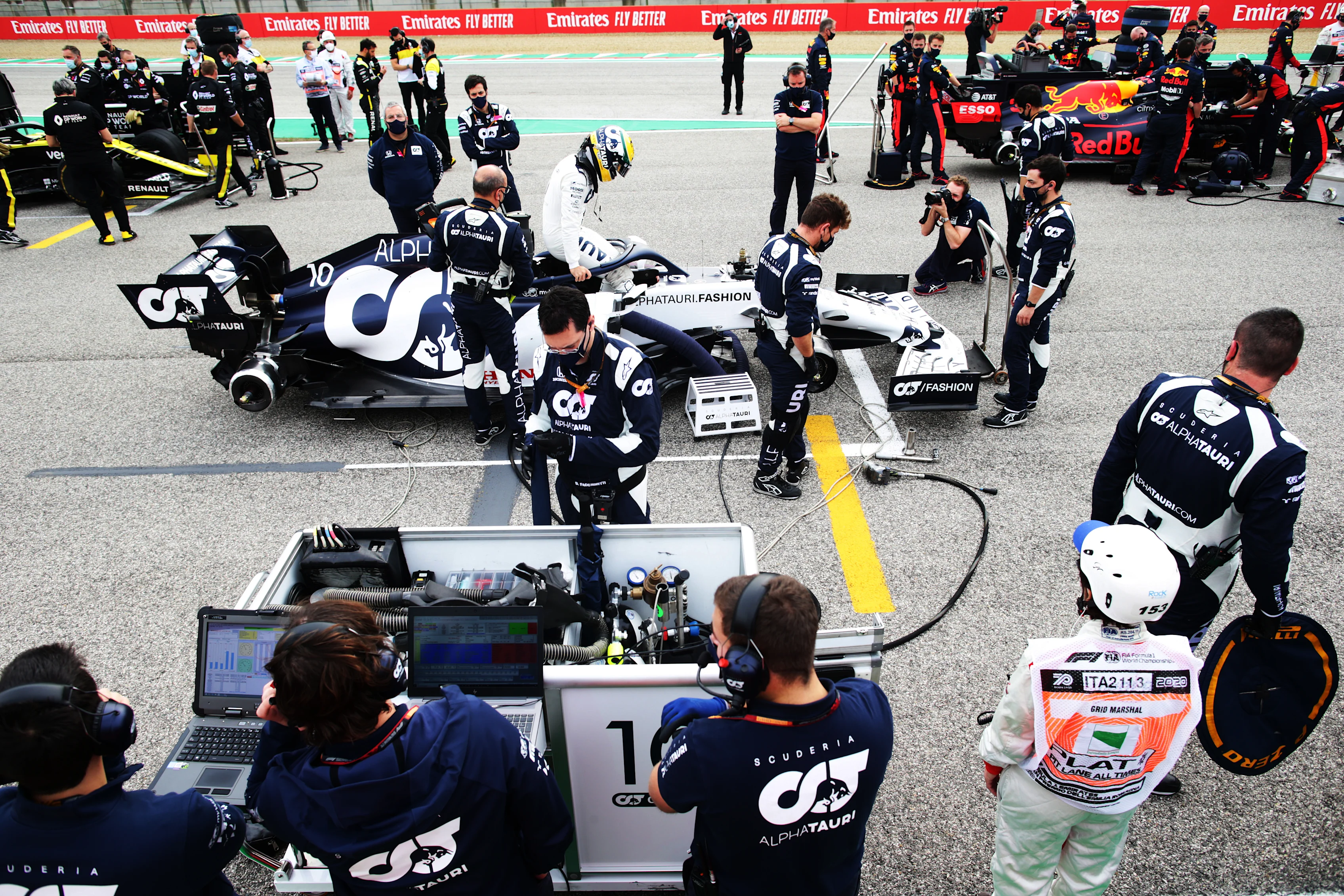 IMOLA, ITALY - NOVEMBER 01: Pierre Gasly of France and Scuderia AlphaTauri prepares to drive on the
