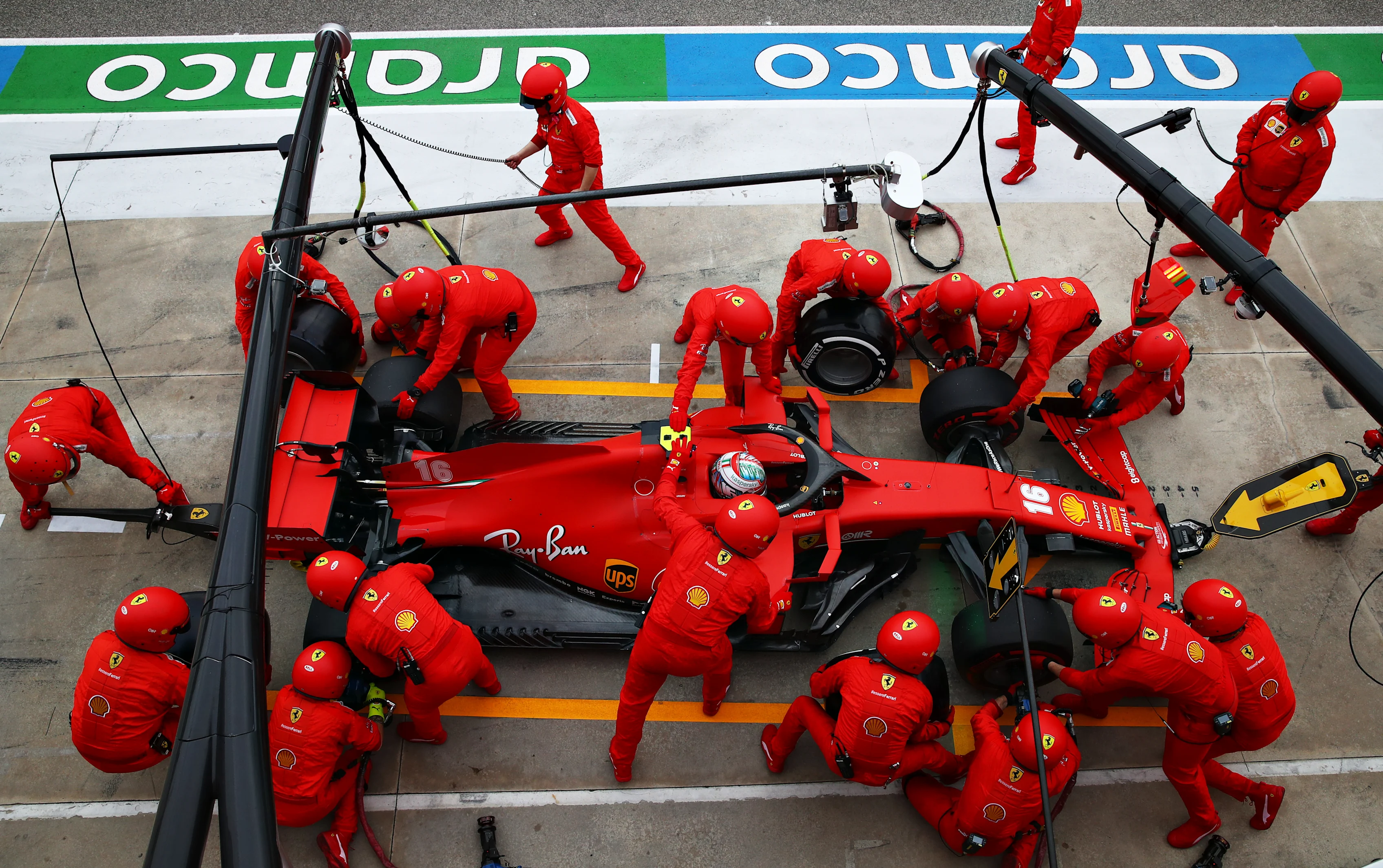 IMOLA, ITALY - NOVEMBER 01: Charles Leclerc of Monaco driving the (16) Scuderia Ferrari SF1000