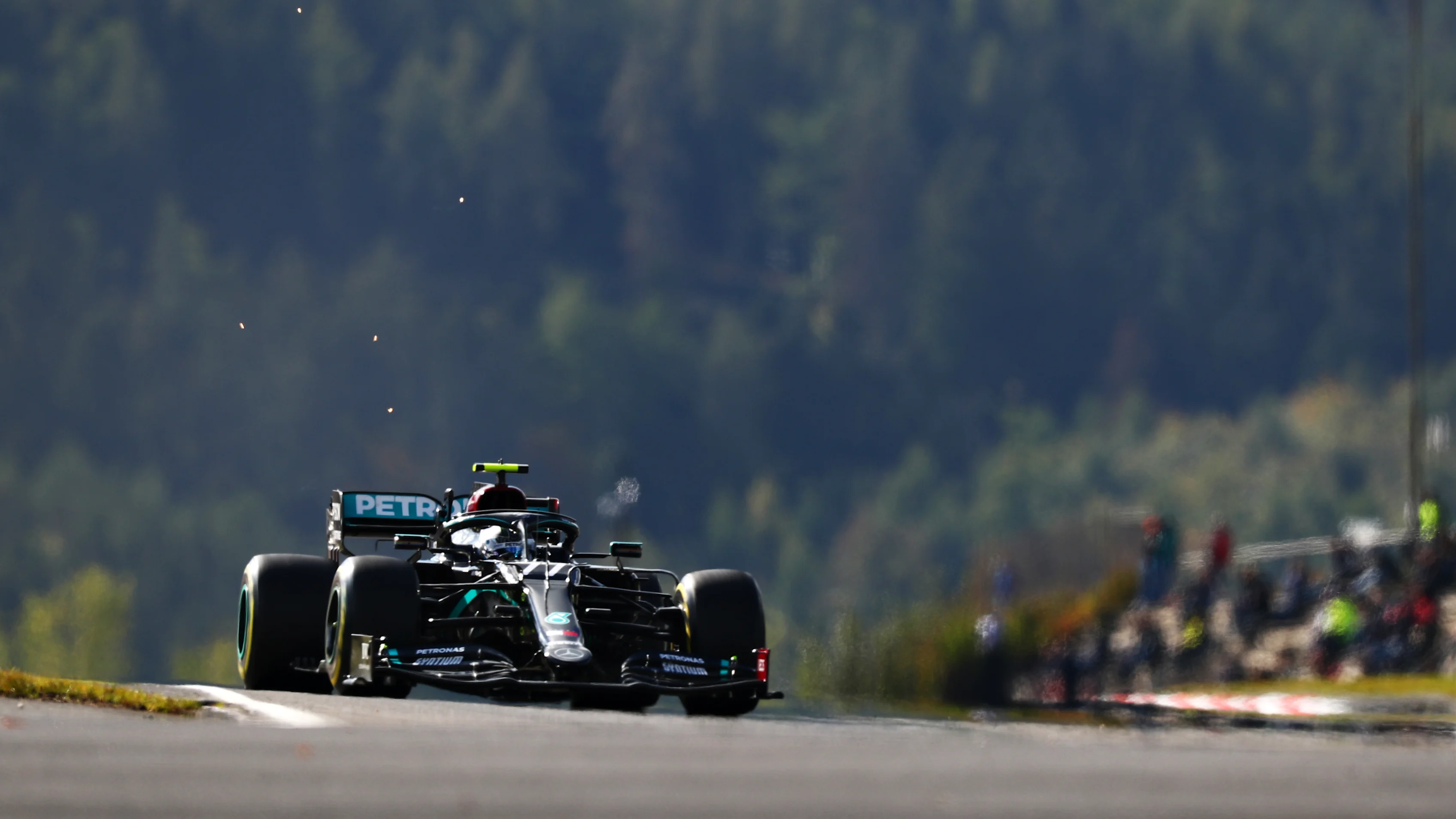 NUERBURG, GERMANY - OCTOBER 10: Valtteri Bottas of Finland driving the (77) Mercedes AMG Petronas