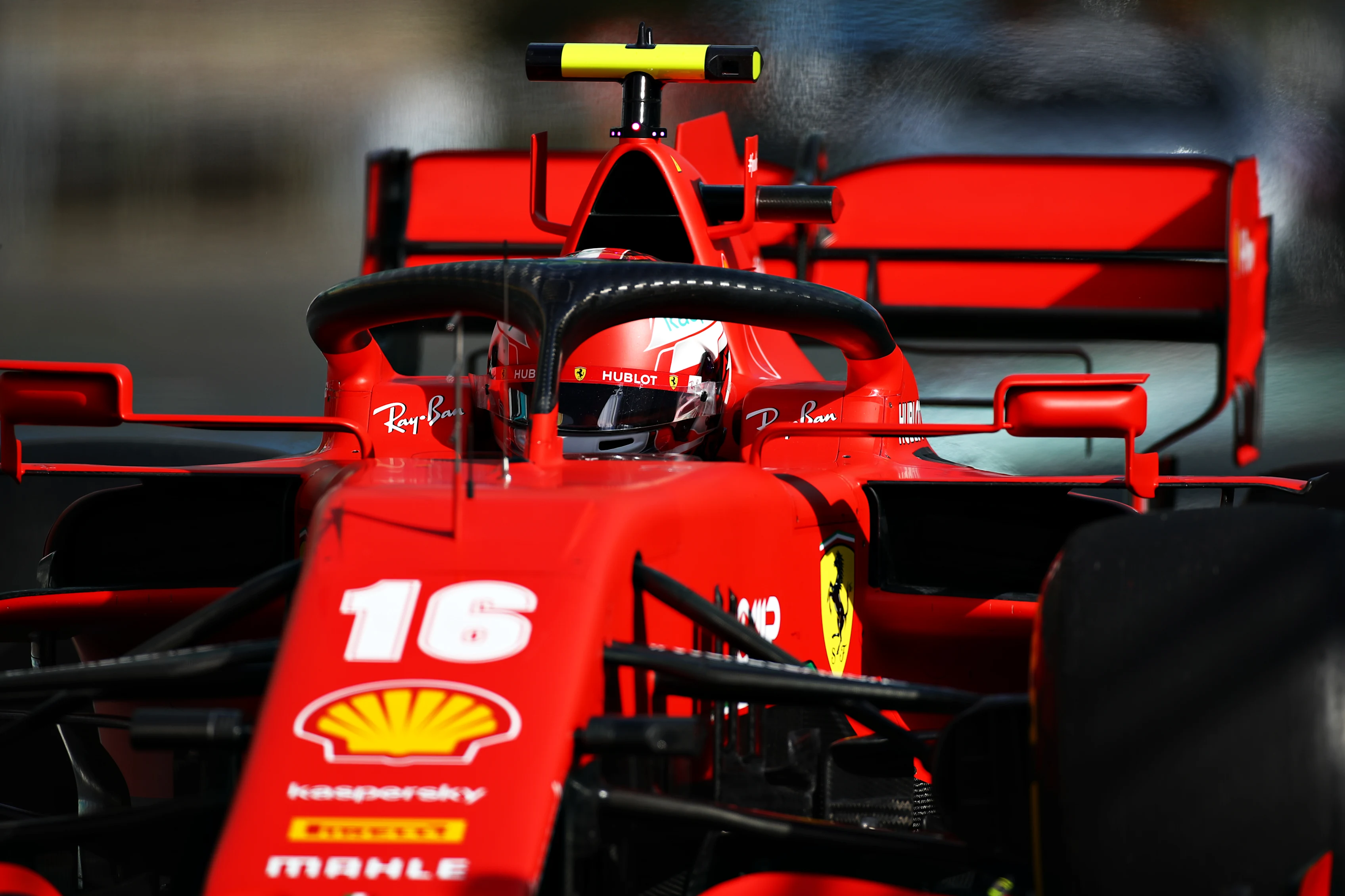 NUERBURG, GERMANY - OCTOBER 10: Charles Leclerc of Monaco driving the (16) Scuderia Ferrari SF1000 in the Pitlane during final practice ahead of the F1 Eifel Grand Prix at Nuerburgring on October 10, 2020 in Nuerburg, Germany. (Photo by Mark Thompson/Getty Images)