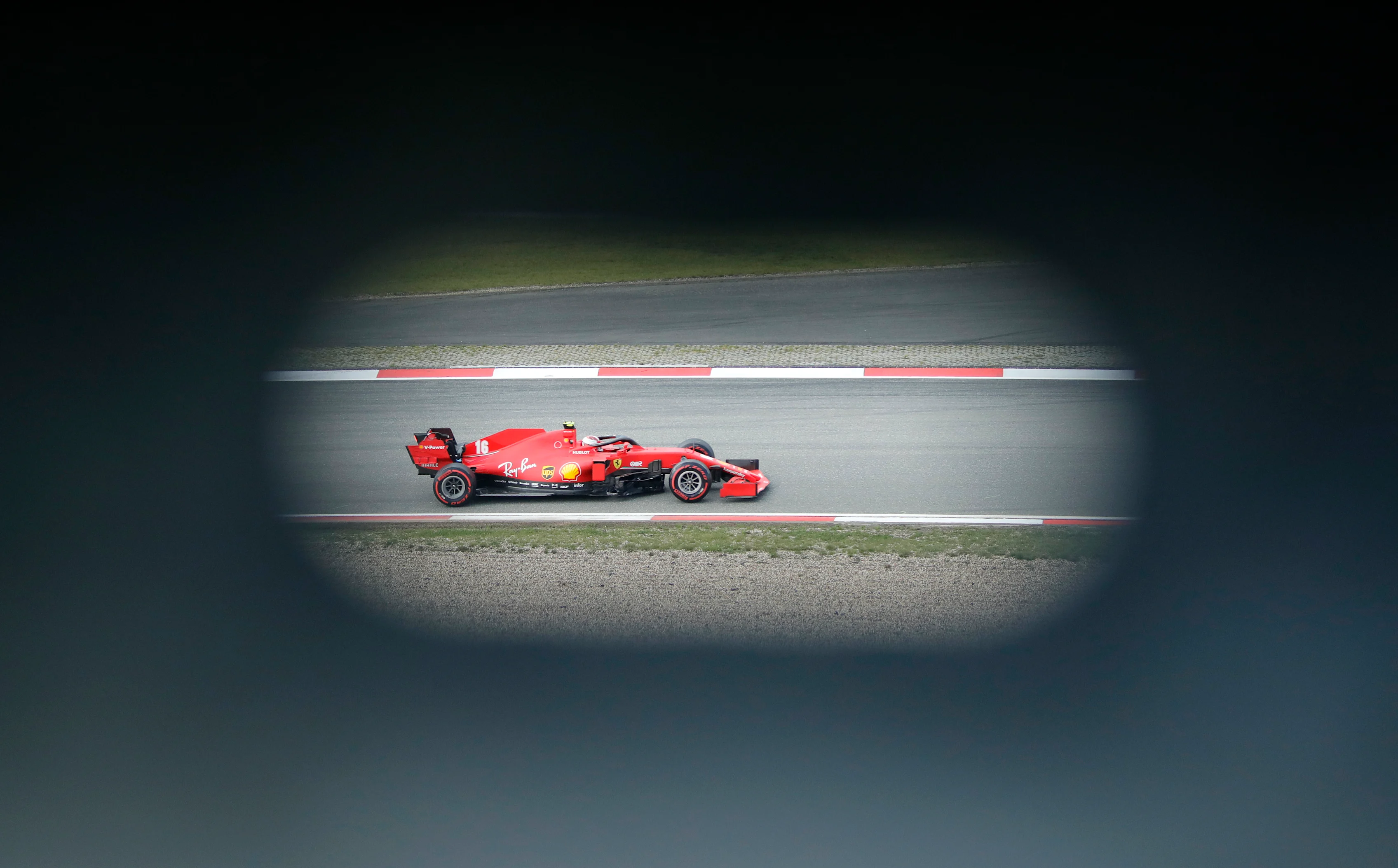 NUERBURG, GERMANY - OCTOBER 10: Charles Leclerc of Monaco driving the (16) Scuderia Ferrari SF1000
