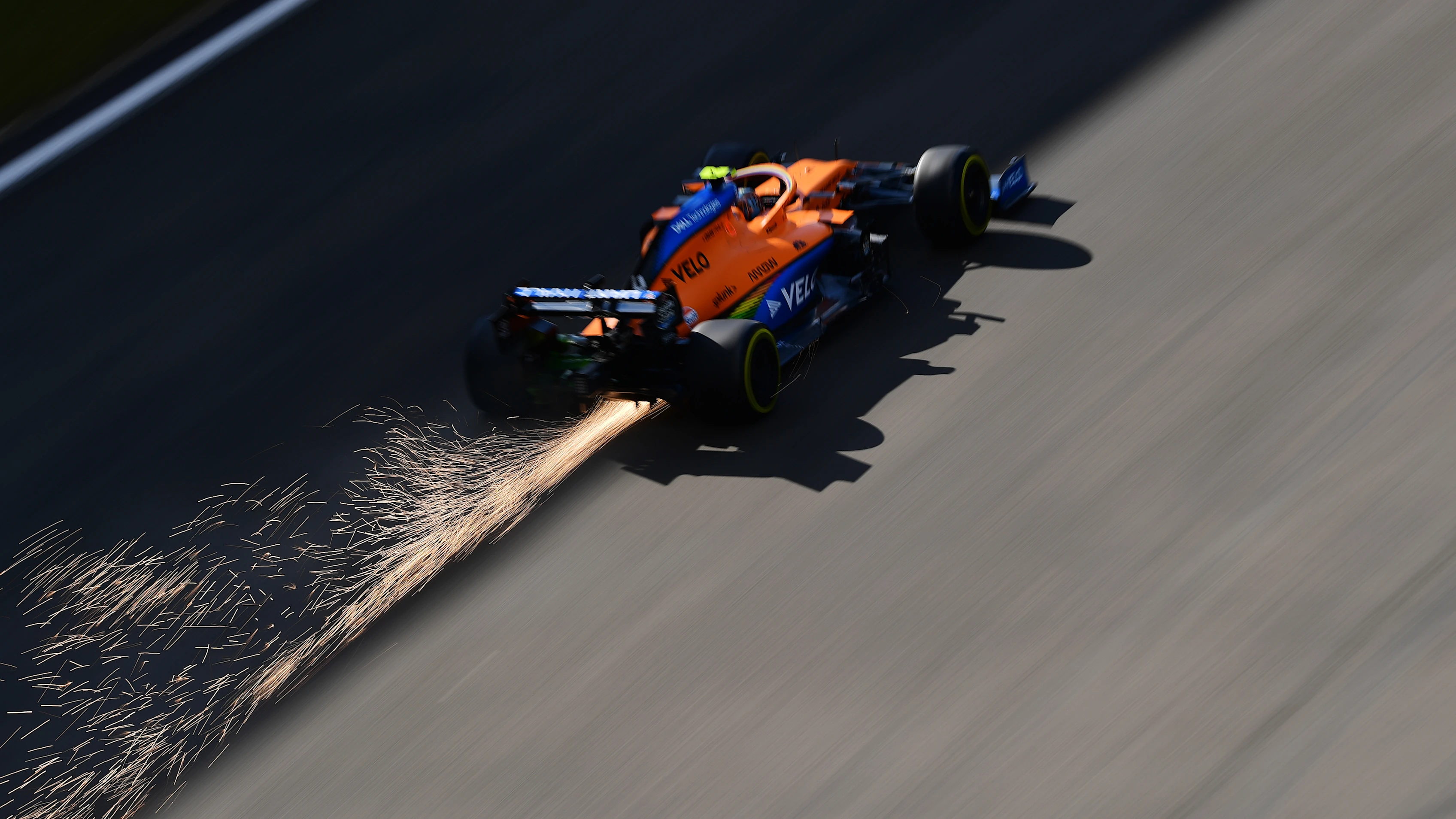 NUERBURG, GERMANY - OCTOBER 10: Lando Norris of Great Britain driving the (4) McLaren F1 Team MCL35