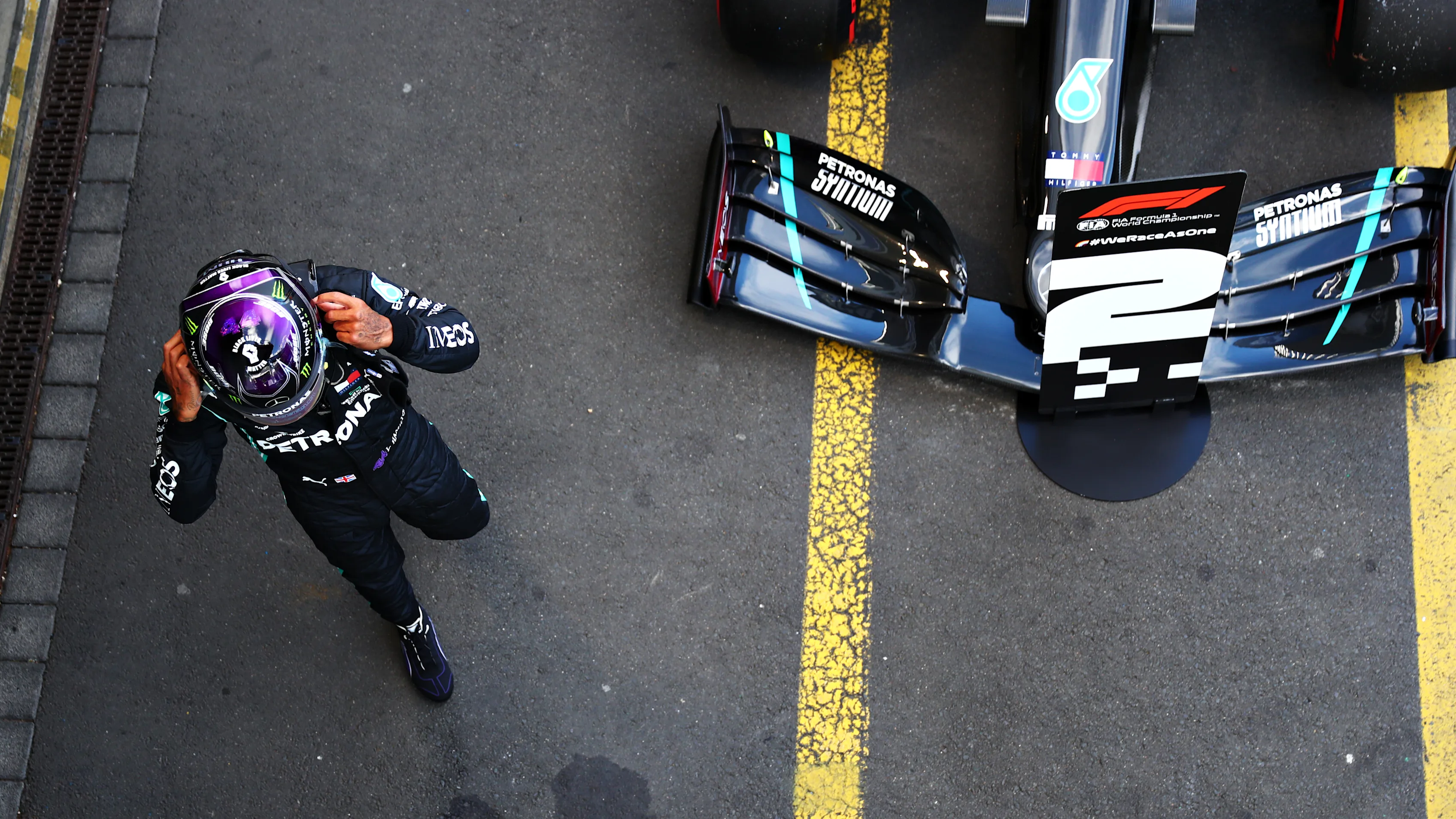 NUERBURG, GERMANY - OCTOBER 10: Second placed qualifier Lewis Hamilton of Great Britain and