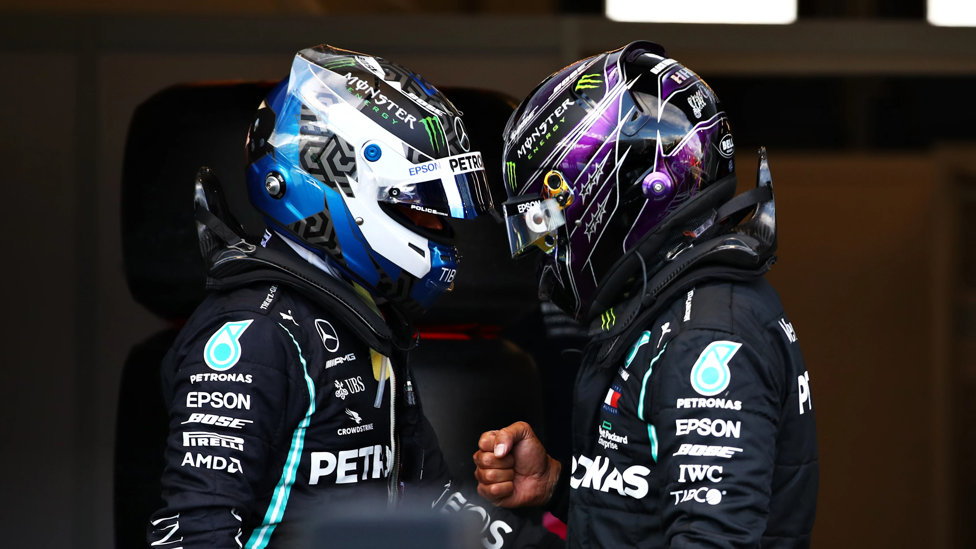 NUERBURG, GERMANY - OCTOBER 10: Pole position qualifier Valtteri Bottas of Finland and Mercedes GP
