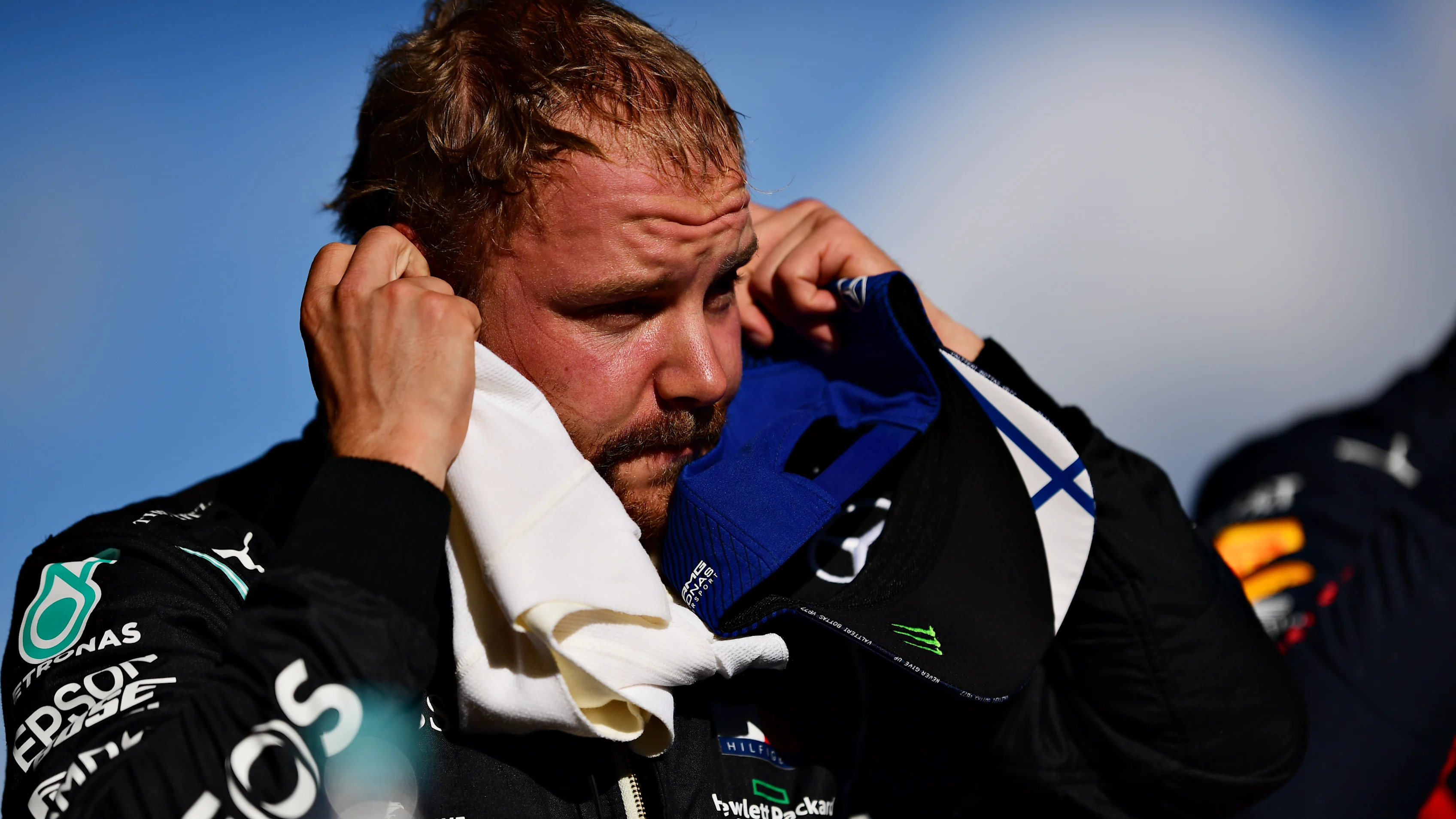 NUERBURG, GERMANY - OCTOBER 10: Pole position qualifier Valtteri Bottas of Finland and Mercedes GP