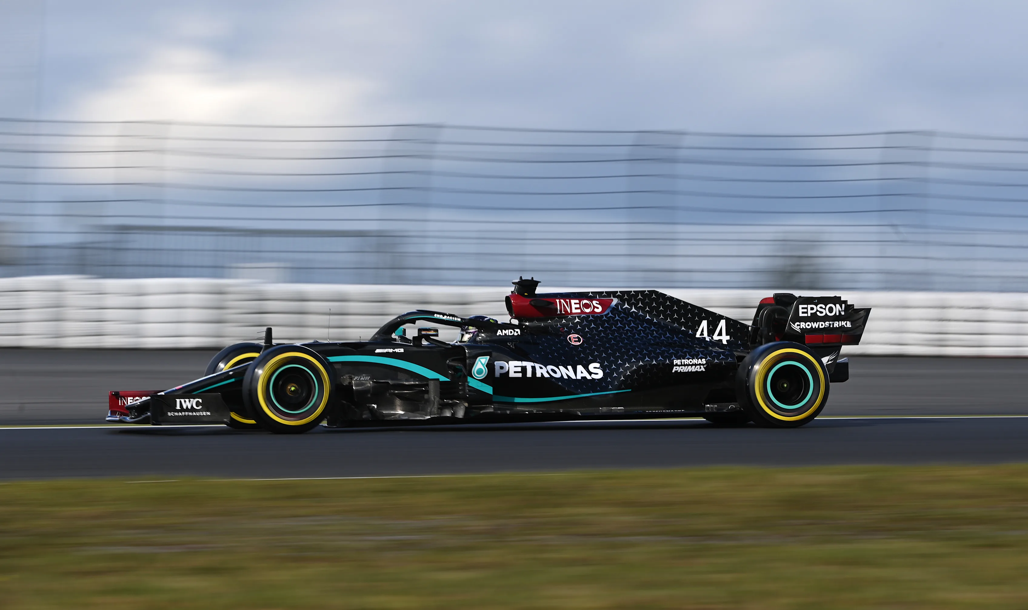 NUERBURG, GERMANY - OCTOBER 10: Lewis Hamilton of Great Britain driving the (44) Mercedes AMG