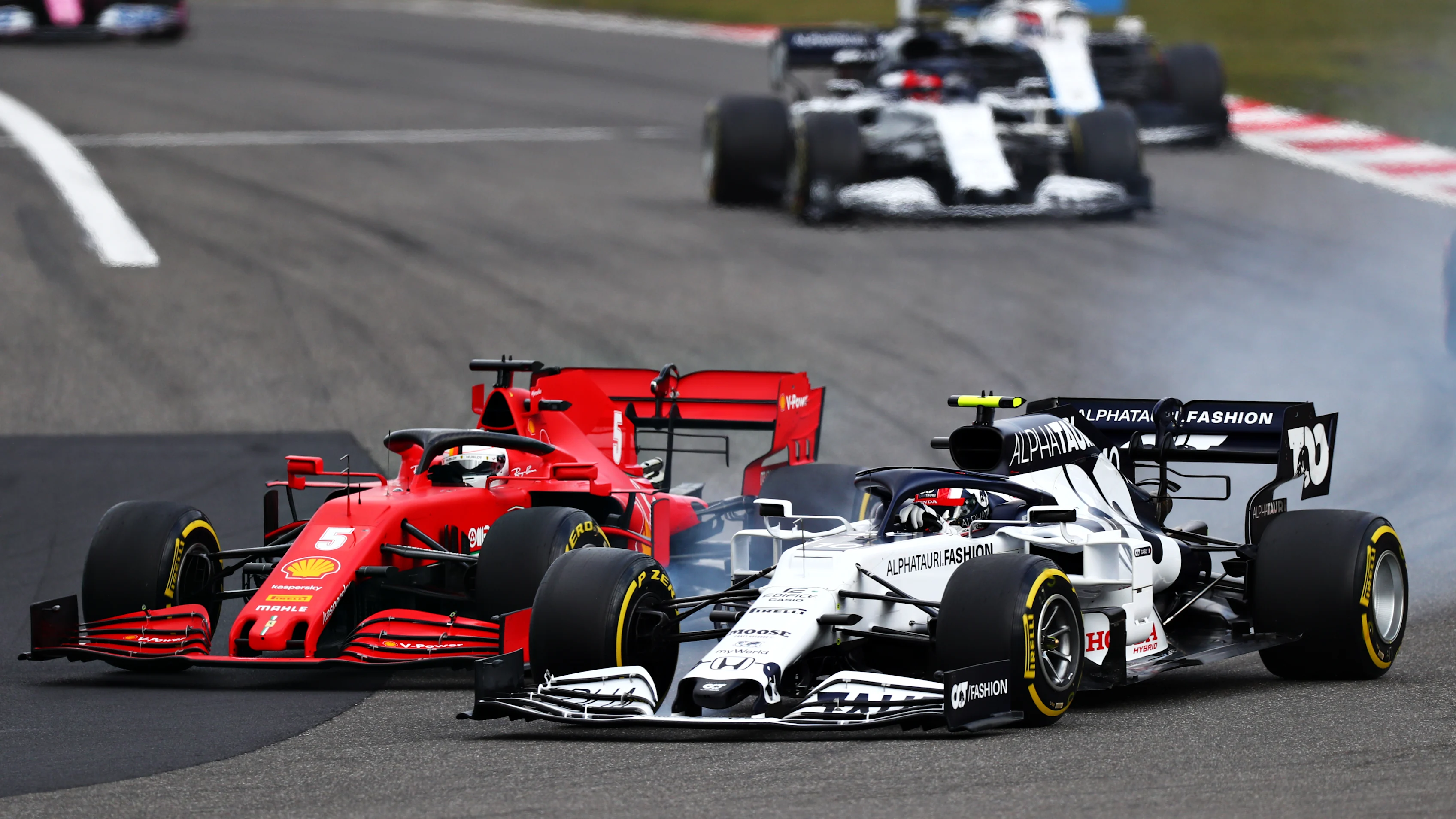 NUERBURG, GERMANY - OCTOBER 11: Sebastian Vettel of Germany driving the (5) Scuderia Ferrari SF1000