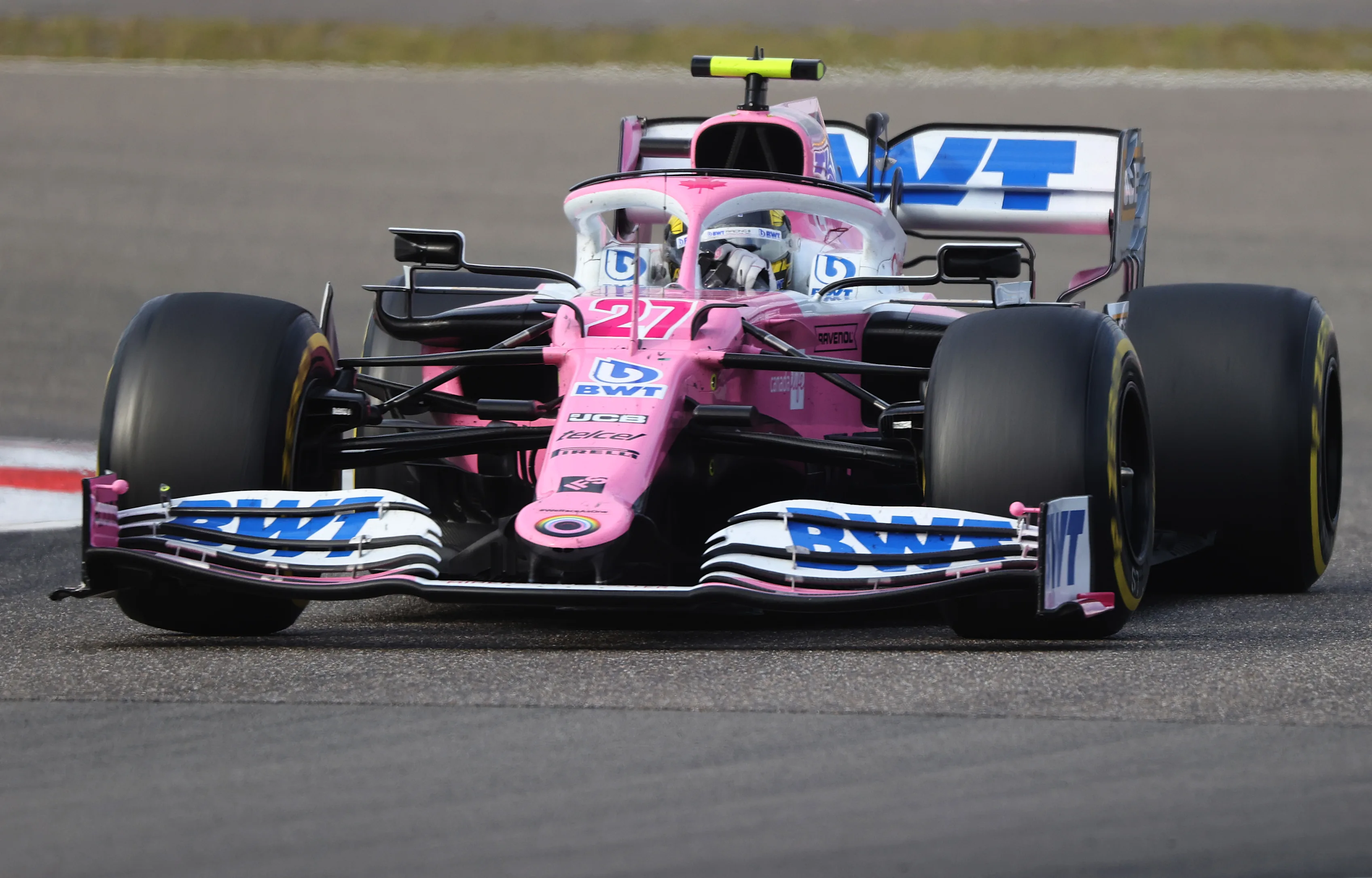 NUERBURG, GERMANY - OCTOBER 11: Nico Hulkenberg of Germany driving the (27) Racing Point RP20 Mercedes on track during the F1 Eifel Grand Prix at Nuerburgring on October 11, 2020 in Nuerburg, Germany. (Photo by Wolfgang Rattay - Pool/Getty Images)