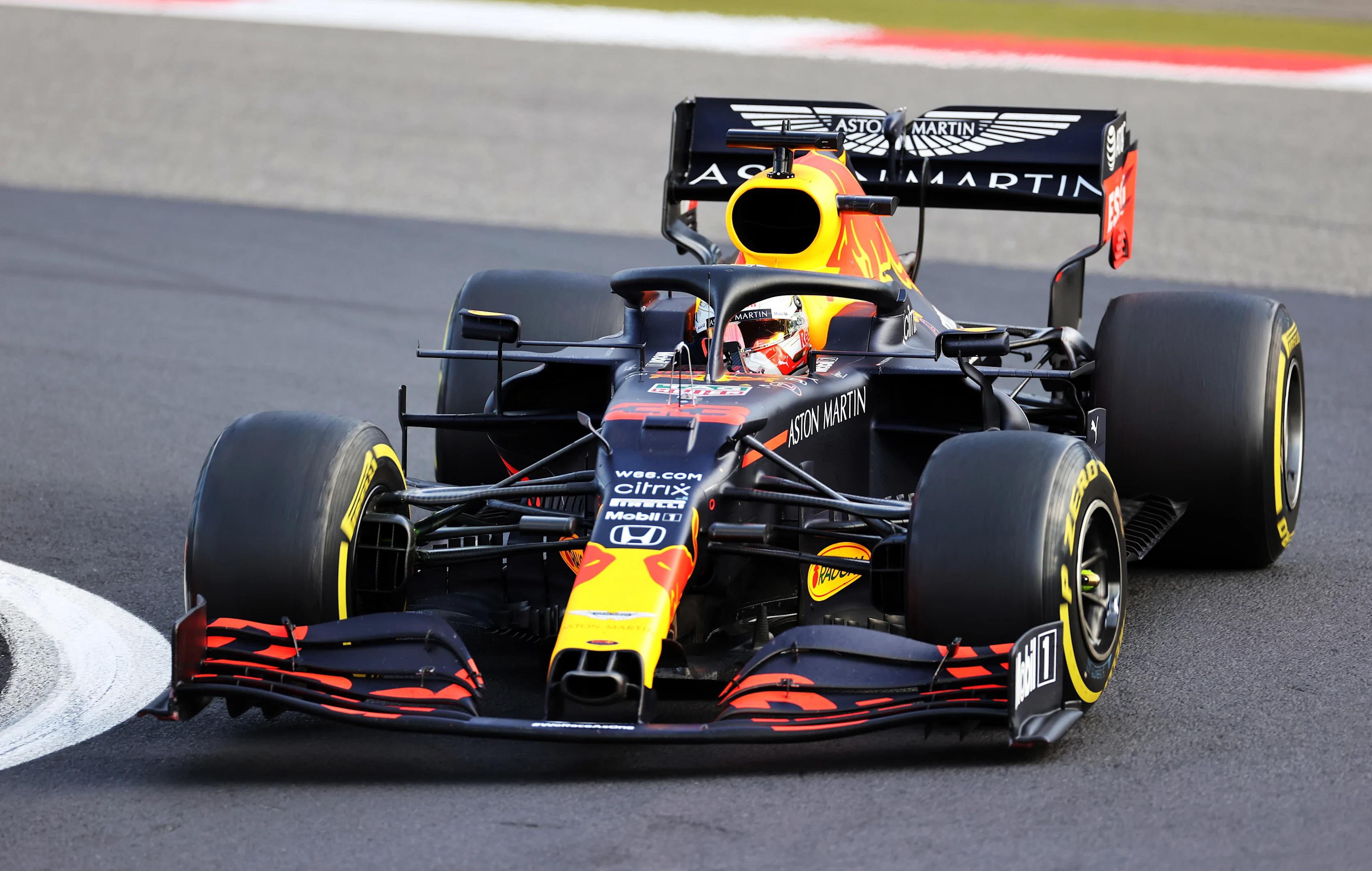 NUERBURG, GERMANY - OCTOBER 11: Max Verstappen of the Netherlands driving the (33) Aston Martin Red