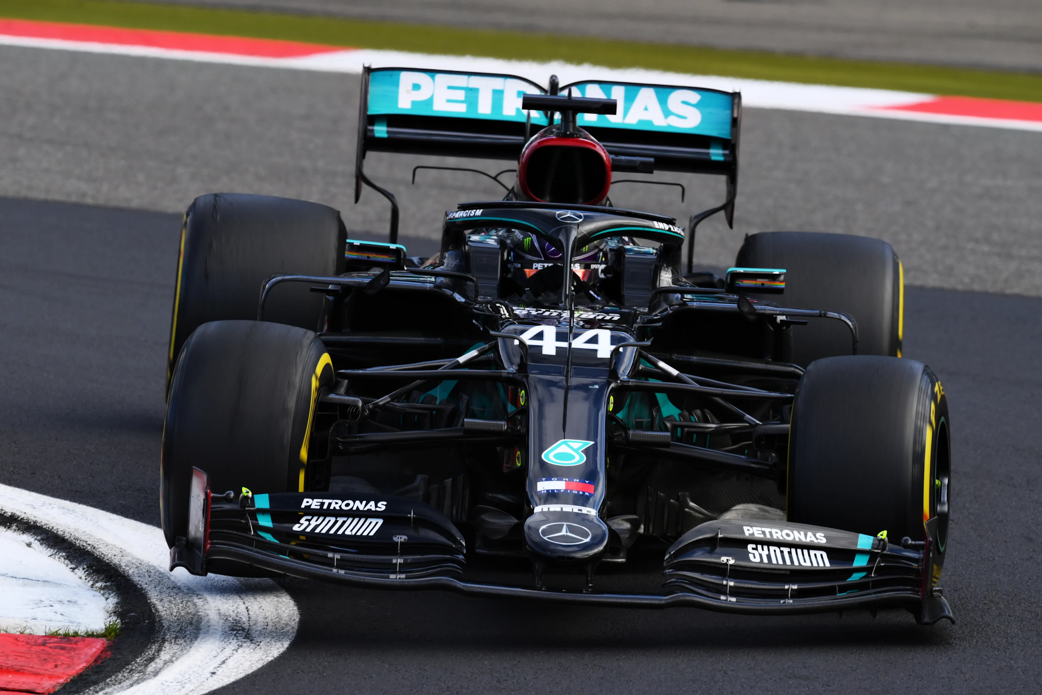 NUERBURG, GERMANY - OCTOBER 11: Lewis Hamilton of Great Britain driving the (44) Mercedes AMG