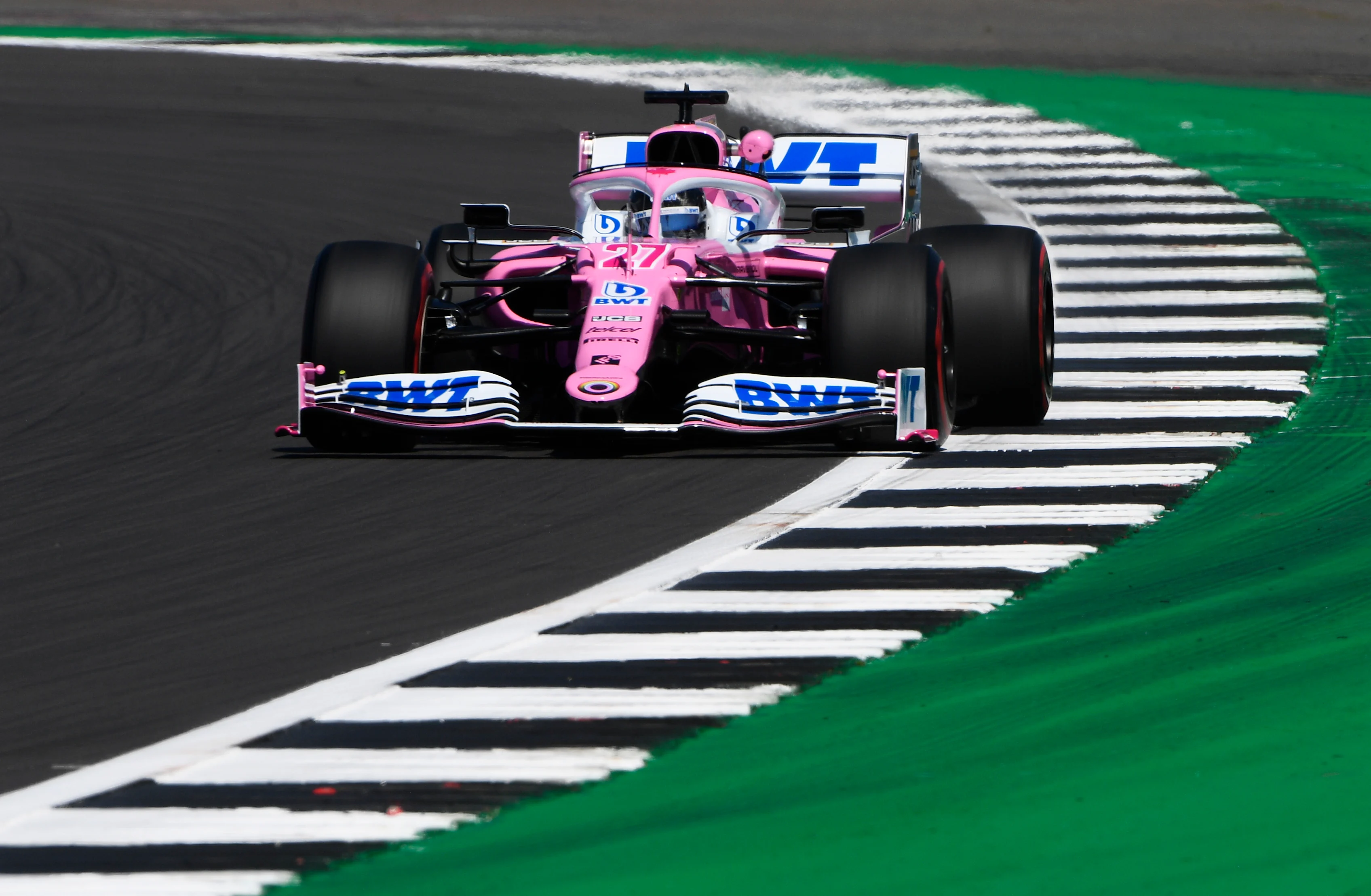 NORTHAMPTON, ENGLAND - JULY 31: Nico Hulkenberg of Germany driving the (27) Racing Point RP20