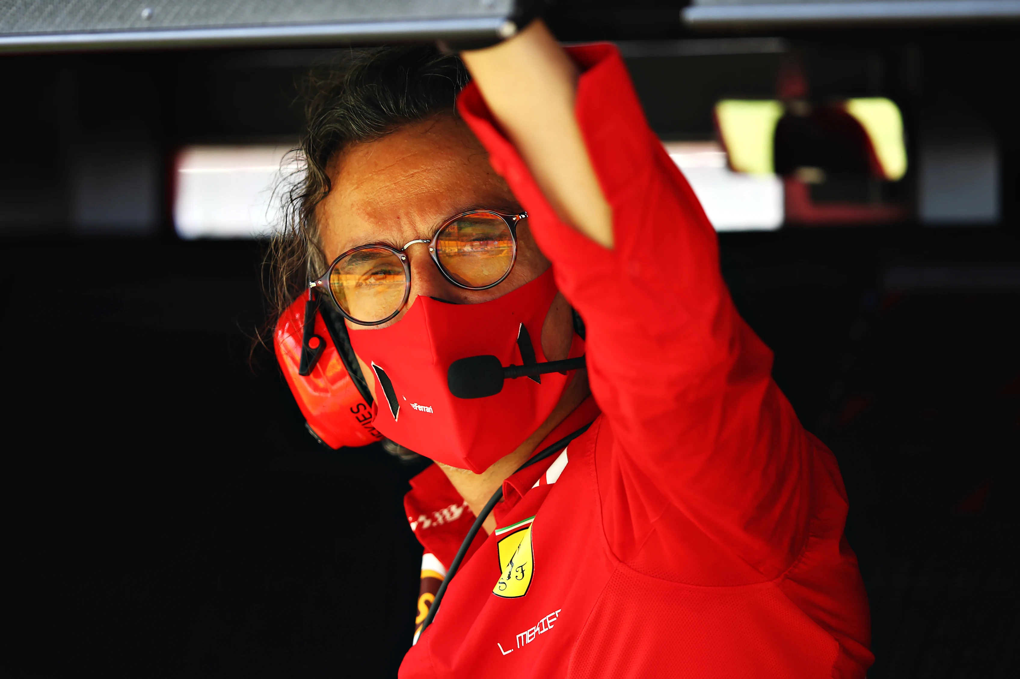 NORTHAMPTON, ENGLAND - JULY 31: Laurent Mekies, Scuderia Ferrari Sporting Director looks on from