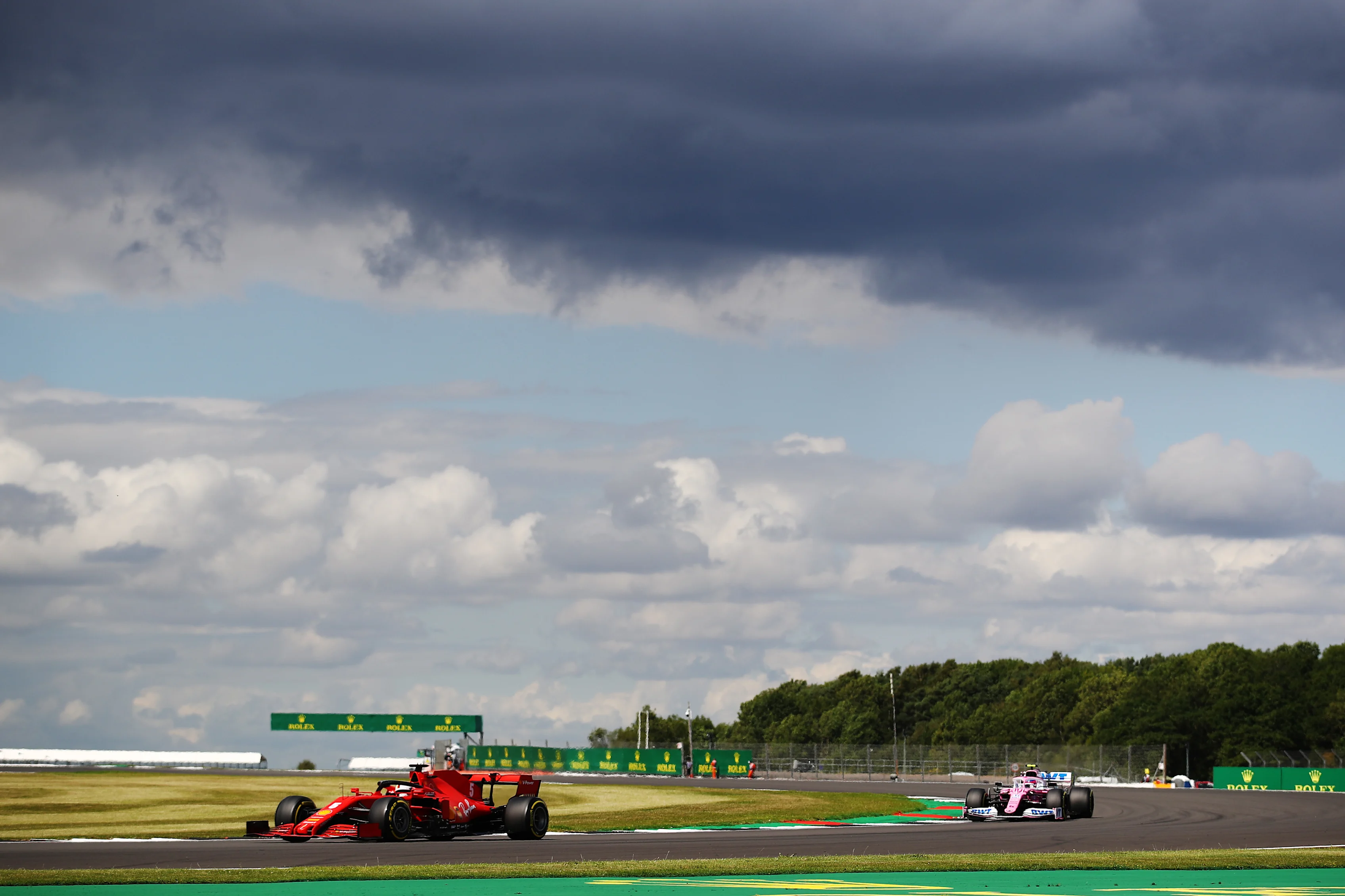 NORTHAMPTON, ENGLAND - AUGUST 01: Sebastian Vettel of Germany driving the (5) Scuderia Ferrari
