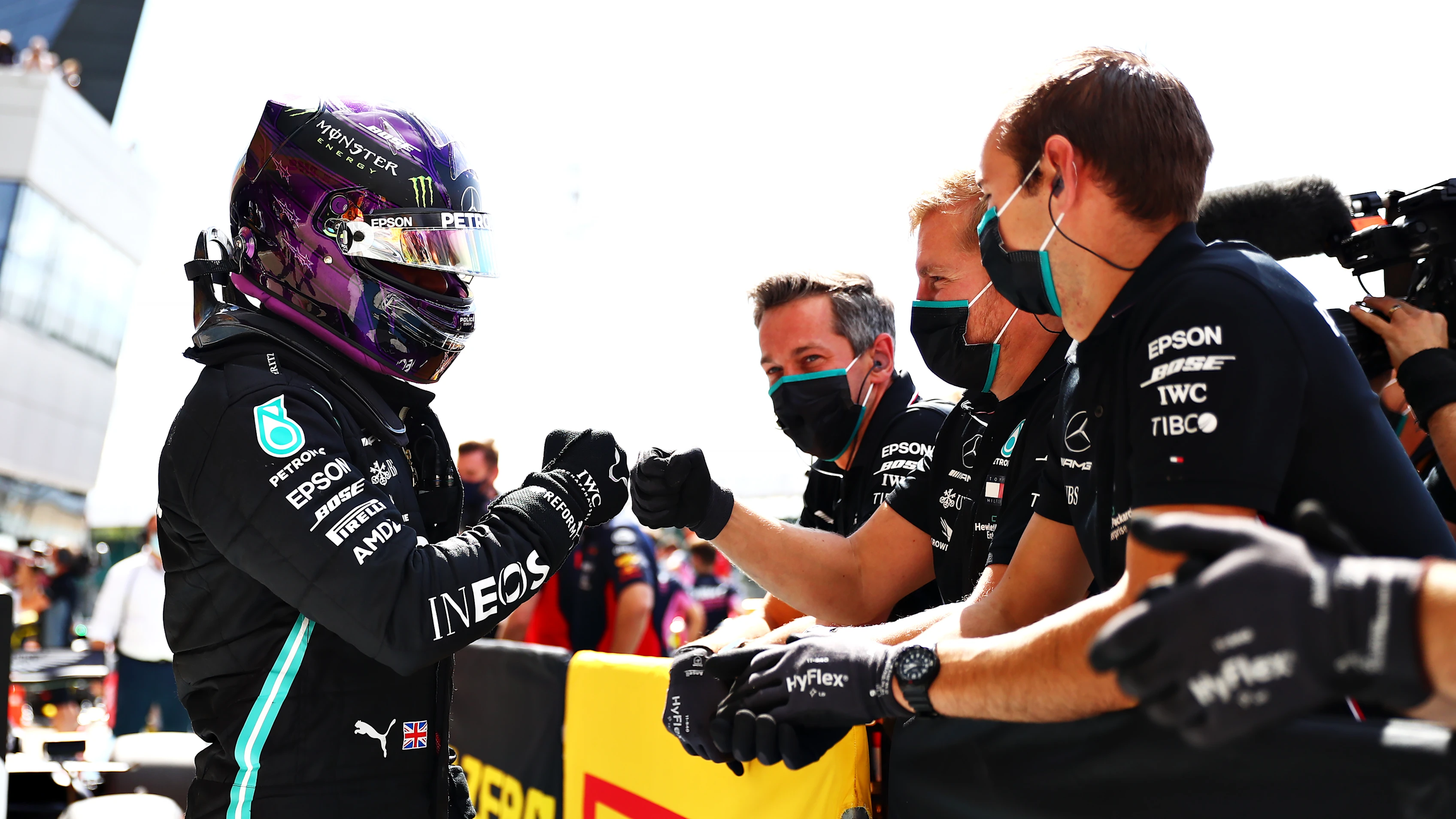 NORTHAMPTON, ENGLAND - AUGUST 01: Pole position qualifier Lewis Hamilton of Great Britain and