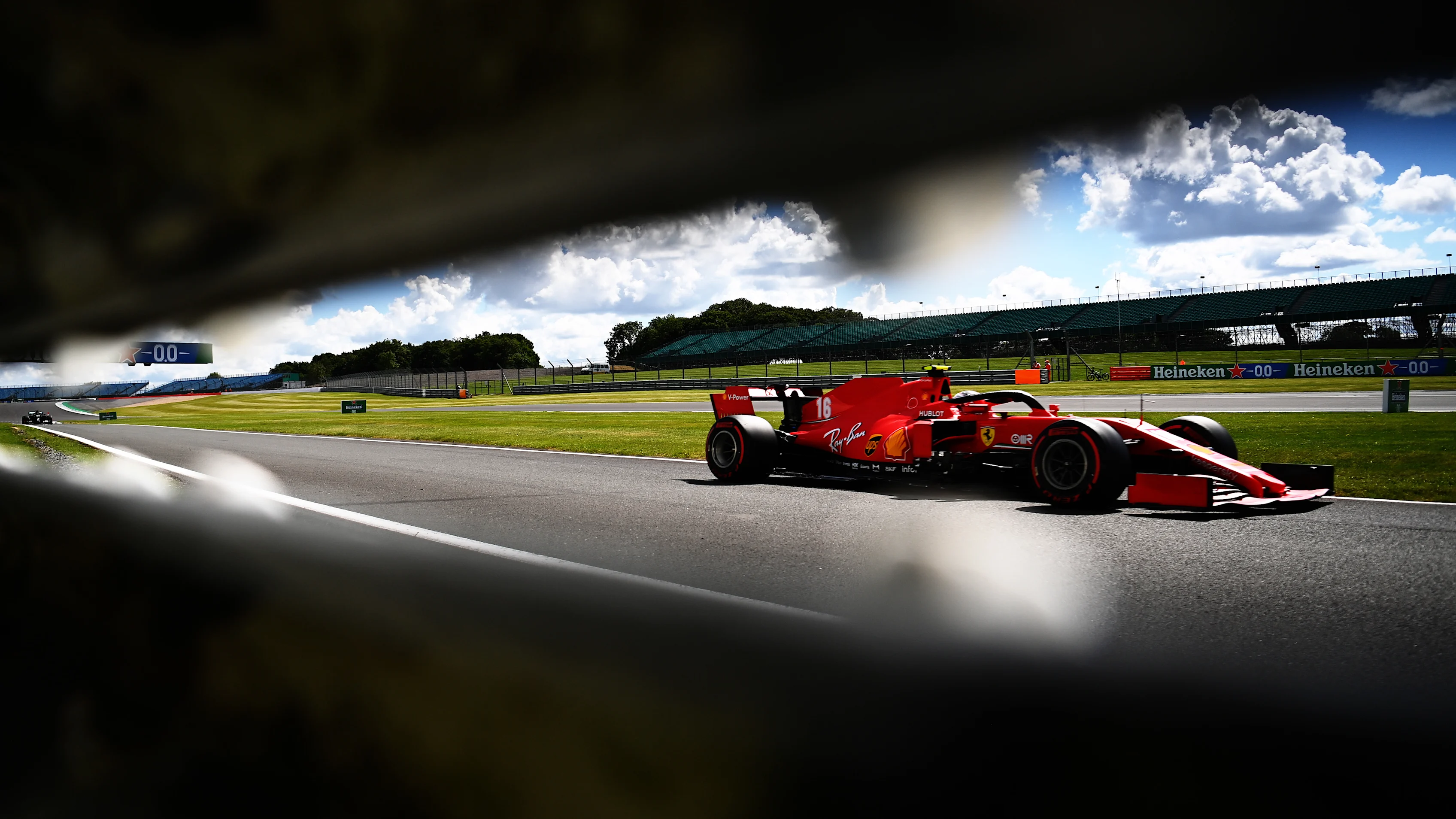 NORTHAMPTON, ENGLAND - AUGUST 01: Charles Leclerc of Monaco driving the (16) Scuderia Ferrari