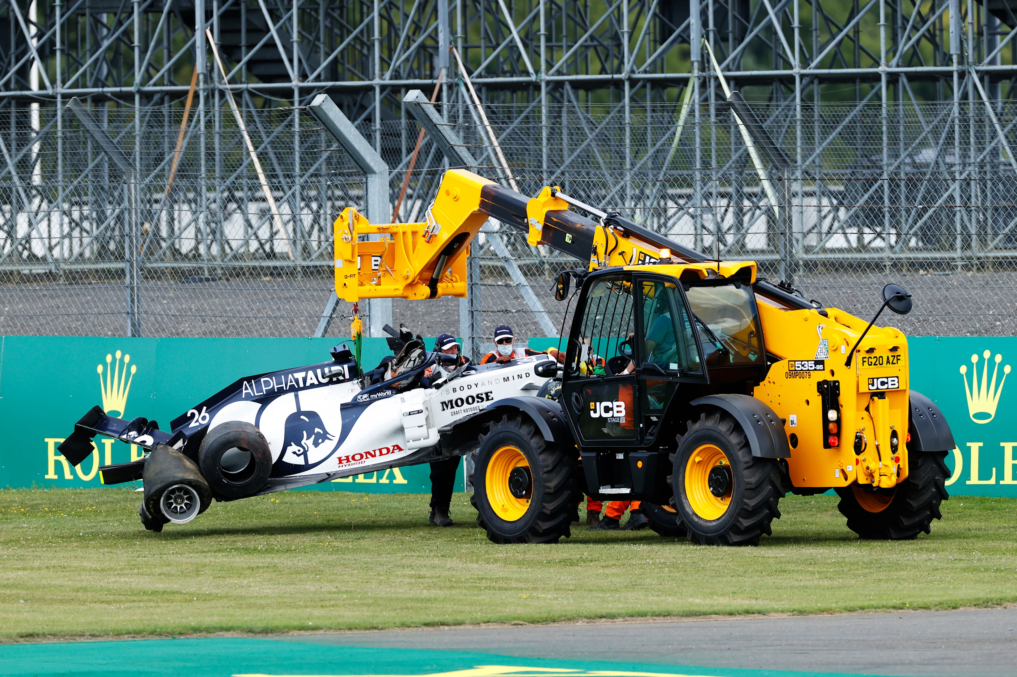 NORTHAMPTON, ENGLAND - AUGUST 02: The car of Daniil Kvyat of Russia and Scuderia AlphaTauri is